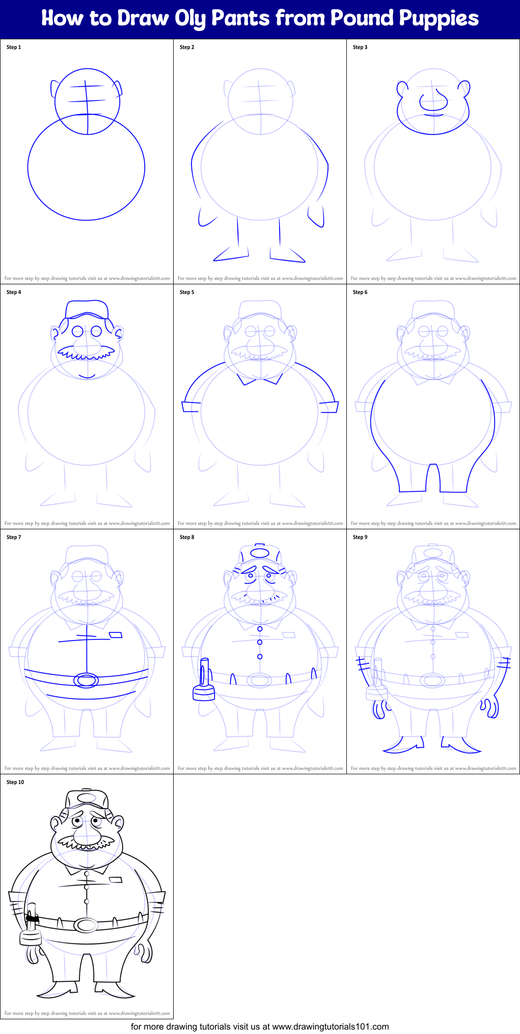 How to Draw Oly Pants from Pound Puppies Printable Step by Step