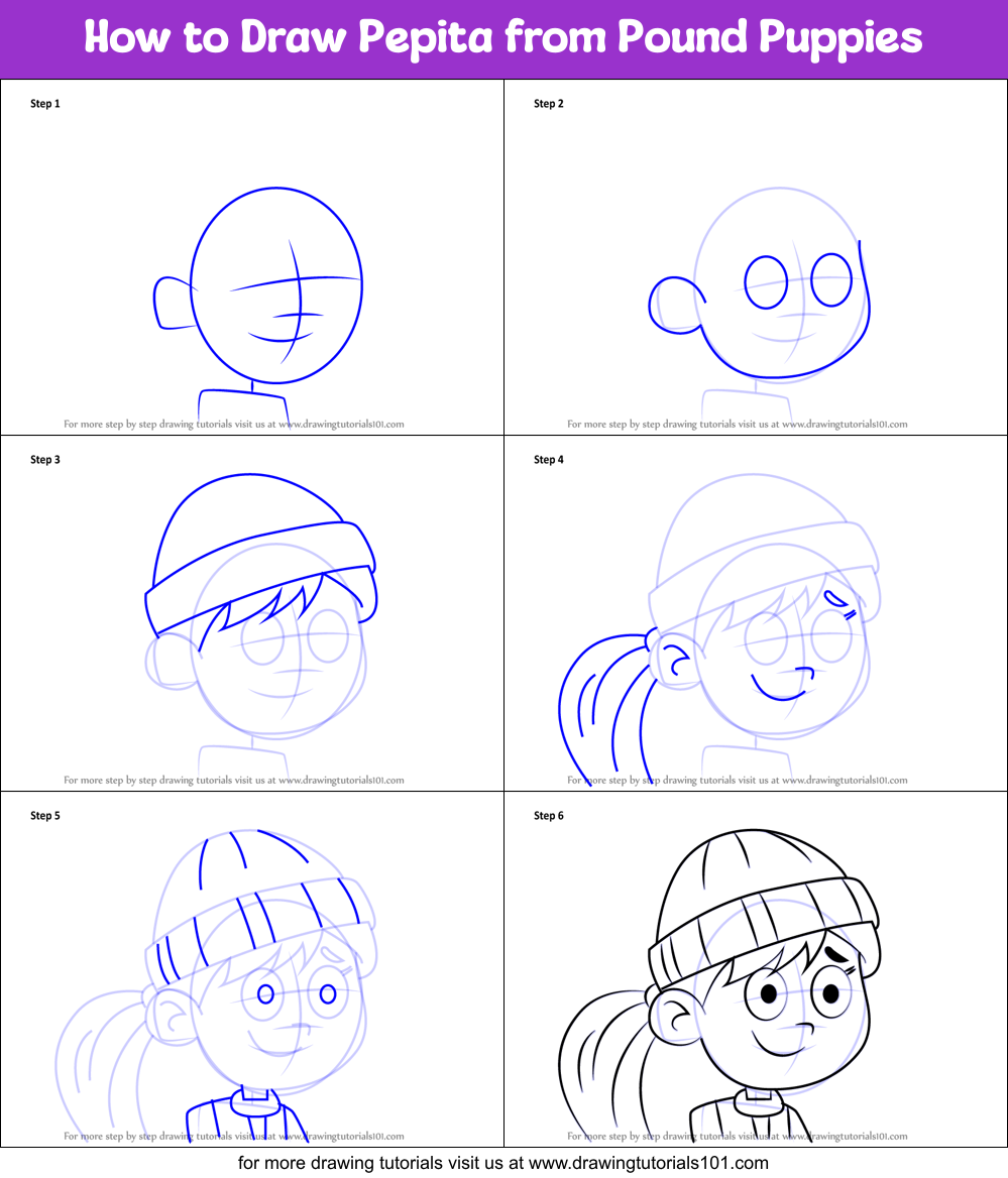 How to Draw Pepita from Pound Puppies Printable Step by Step