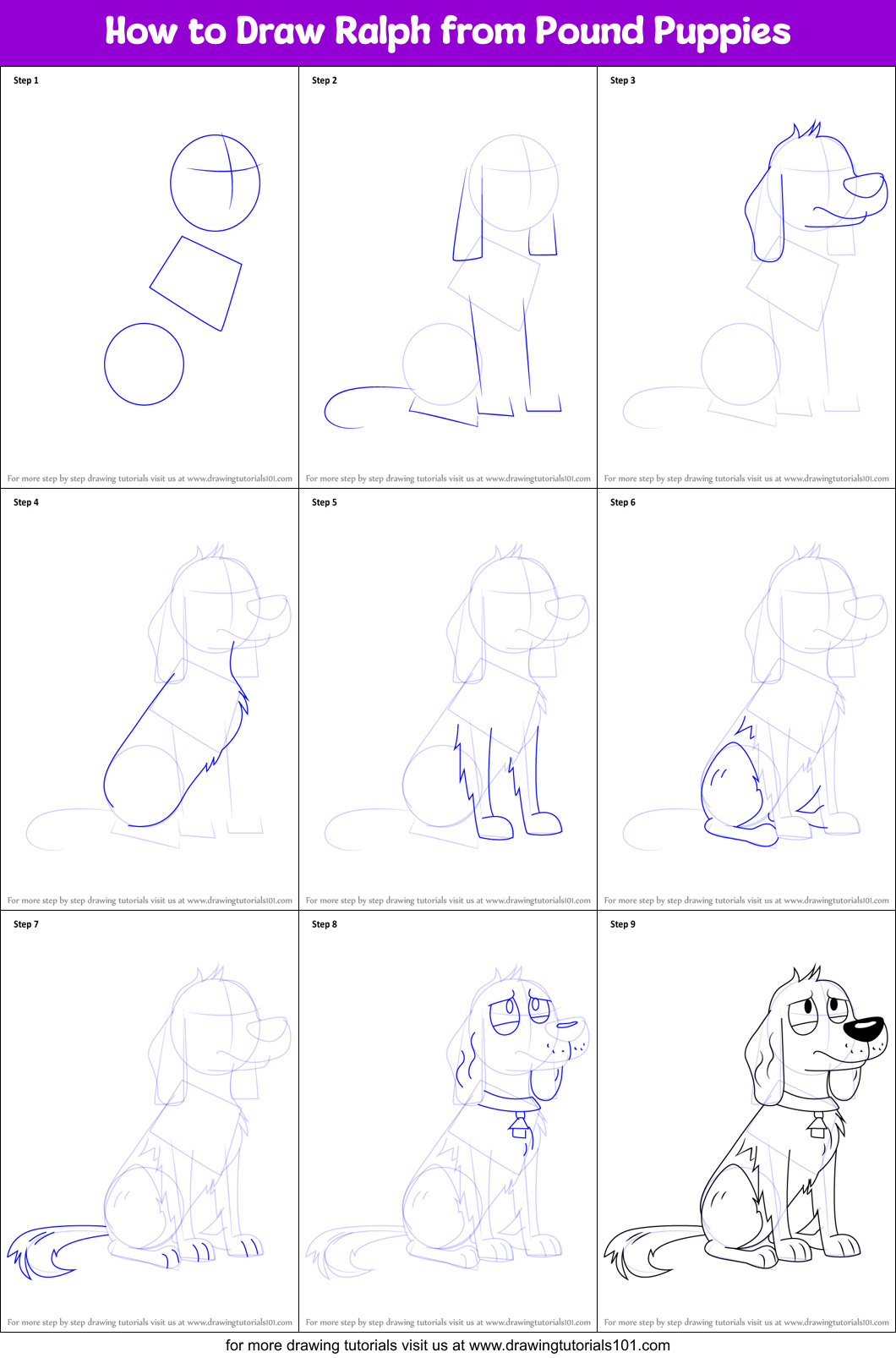 How to Draw Ralph from Pound Puppies (Pound Puppies) Step by Step