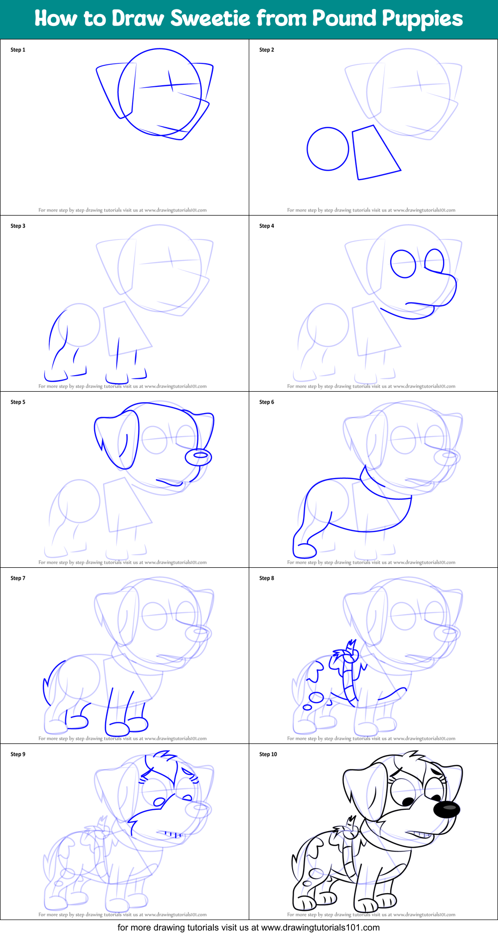 How to Draw Sweetie from Pound Puppies (Pound Puppies) Step by Step ...