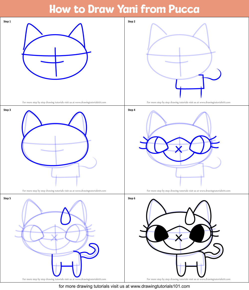 How to Draw Yani from Pucca Printable Step by Step