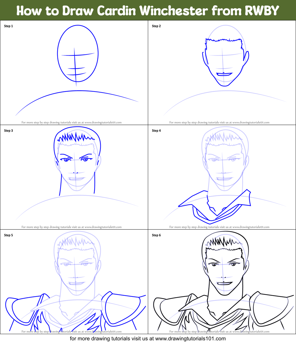 How to Draw Cardin Winchester from RWBY Printable Step by Step