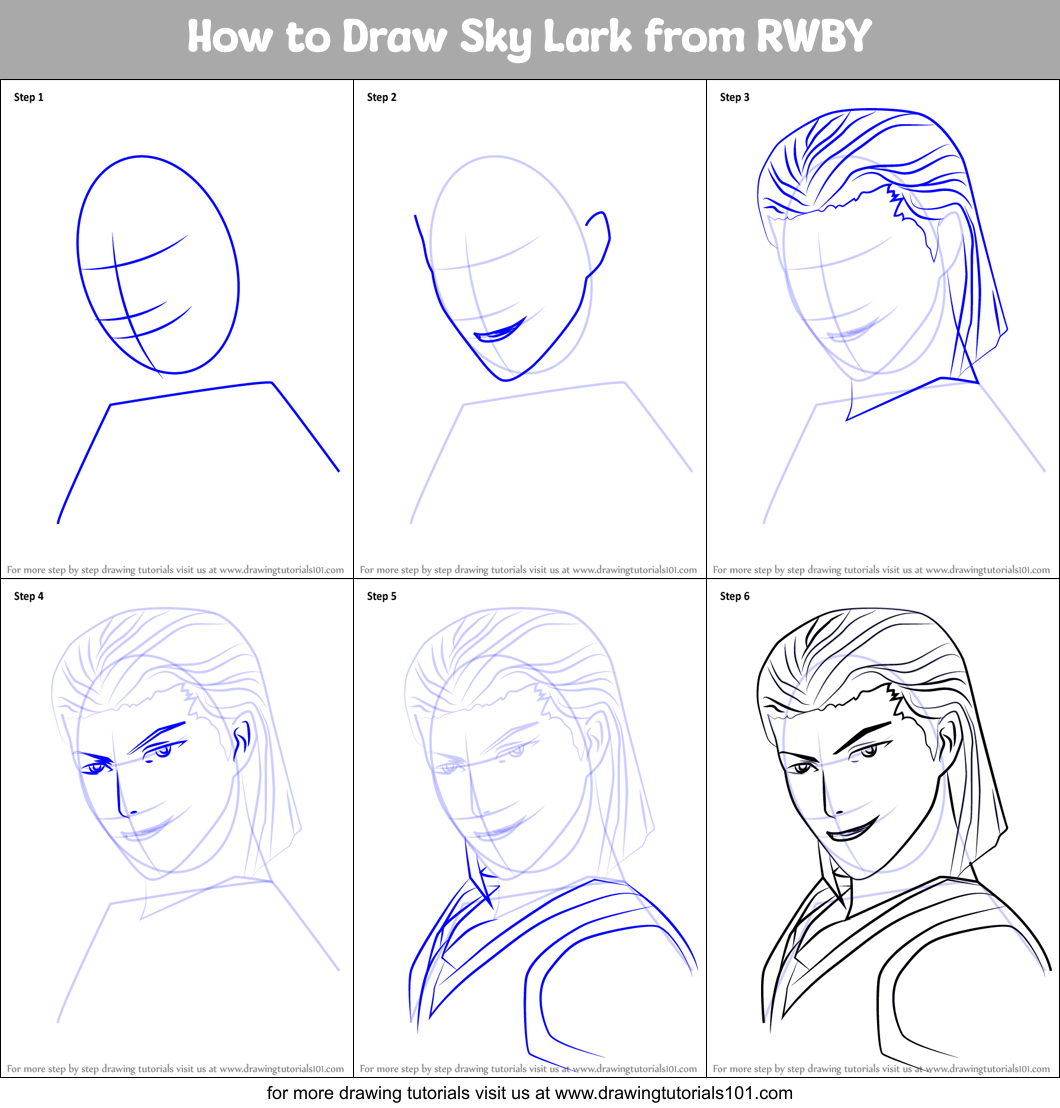 How to Draw Sky Lark from RWBY Printable Step by Step