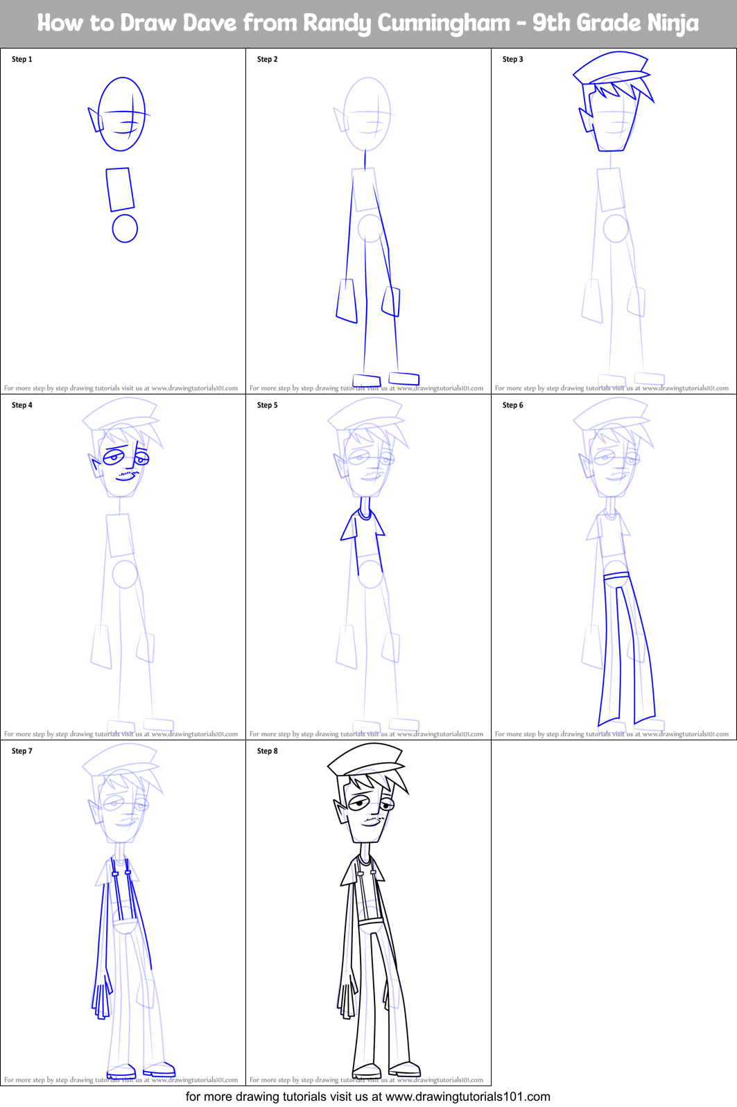 How to Draw Dave from Randy Cunningham - 9th Grade Ninja Printable Step by Step