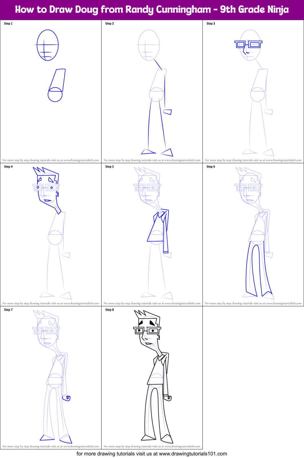 How to Draw Doug from Randy Cunningham - 9th Grade Ninja Printable Step by Step