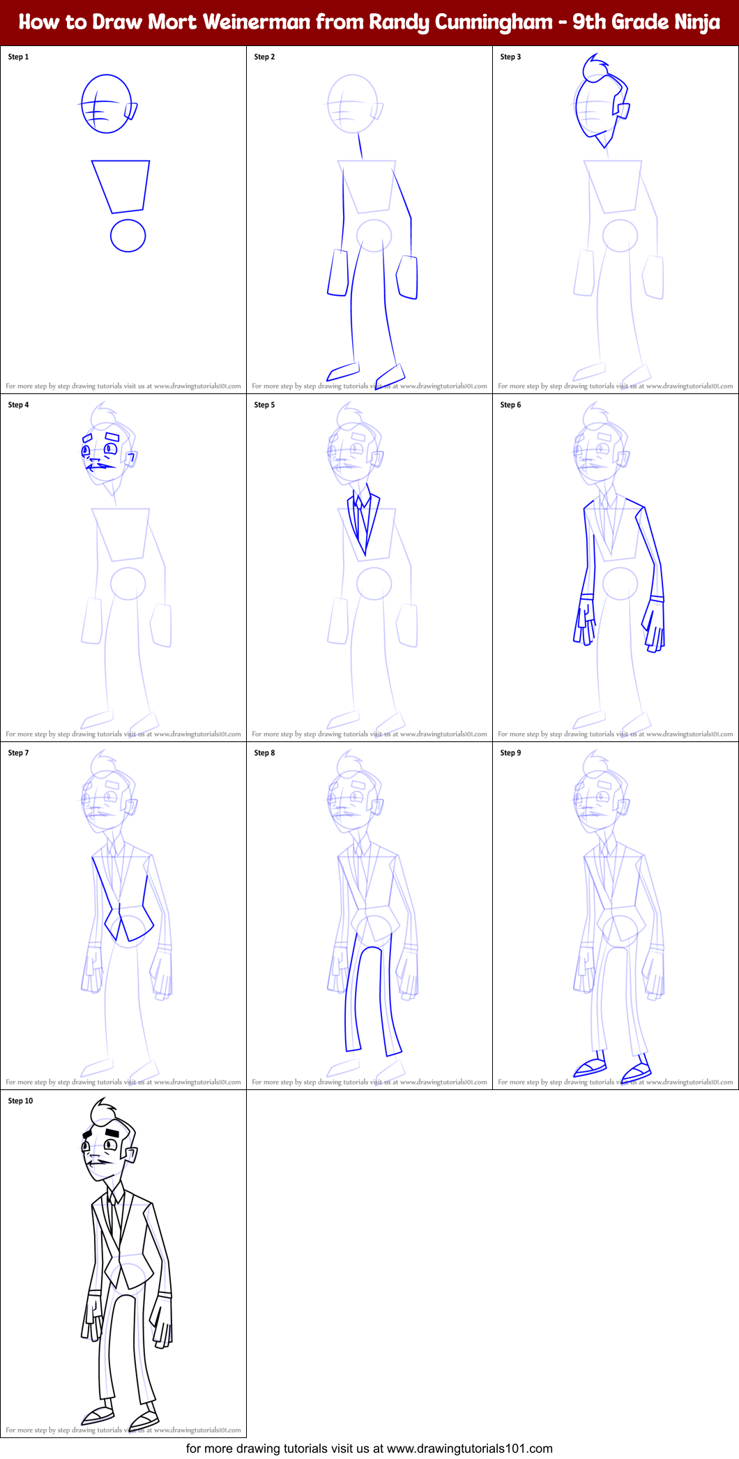 How to Draw Mort Weinerman from Randy Cunningham - 9th Grade Ninja Printable Step by Step