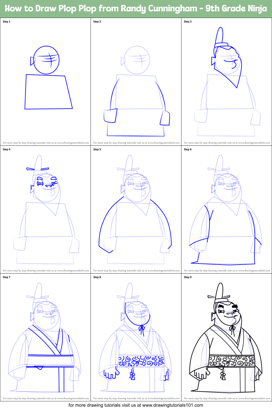 How to Draw Plop Plop from Randy Cunningham - 9th Grade Ninja Printable Step by Step