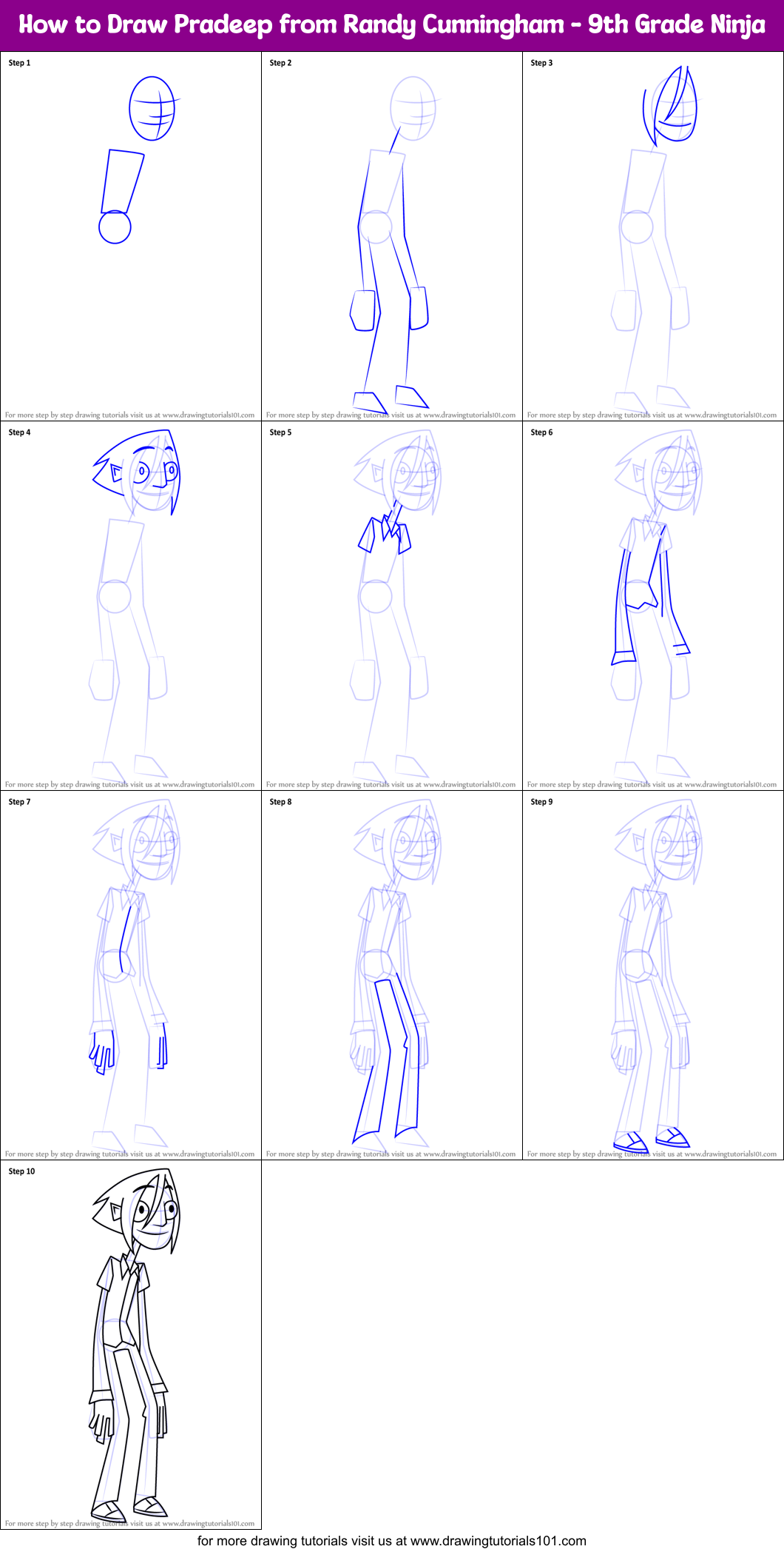 How to Draw Pradeep from Randy Cunningham - 9th Grade Ninja Printable Step by Step