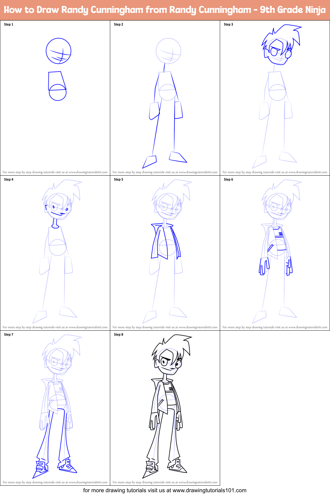 How to Draw Randy Cunningham from Randy Cunningham - 9th Grade Ninja Printable Step by Step