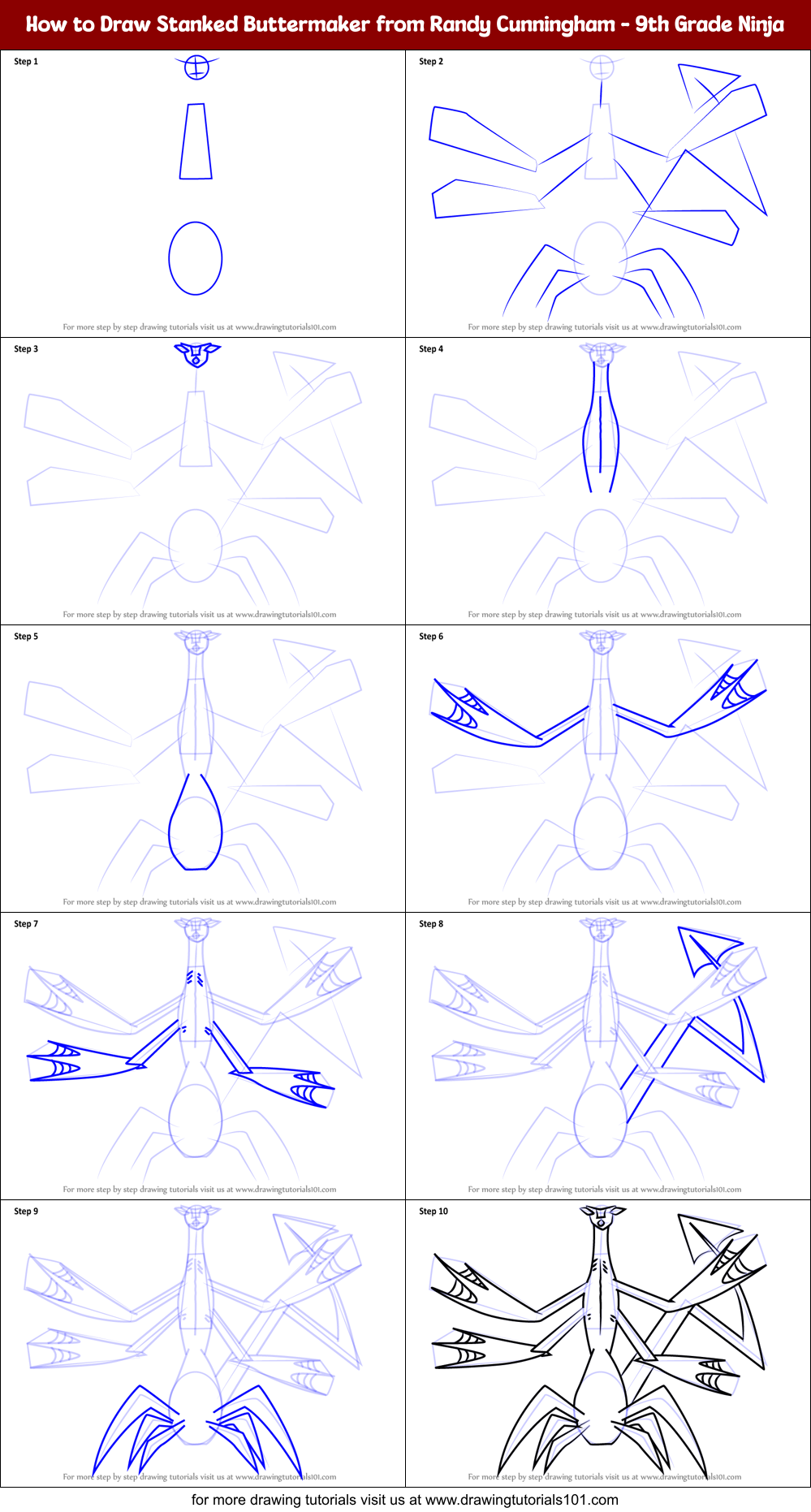 How to Draw Stanked Buttermaker from Randy Cunningham - 9th Grade Ninja Printable Step by Step