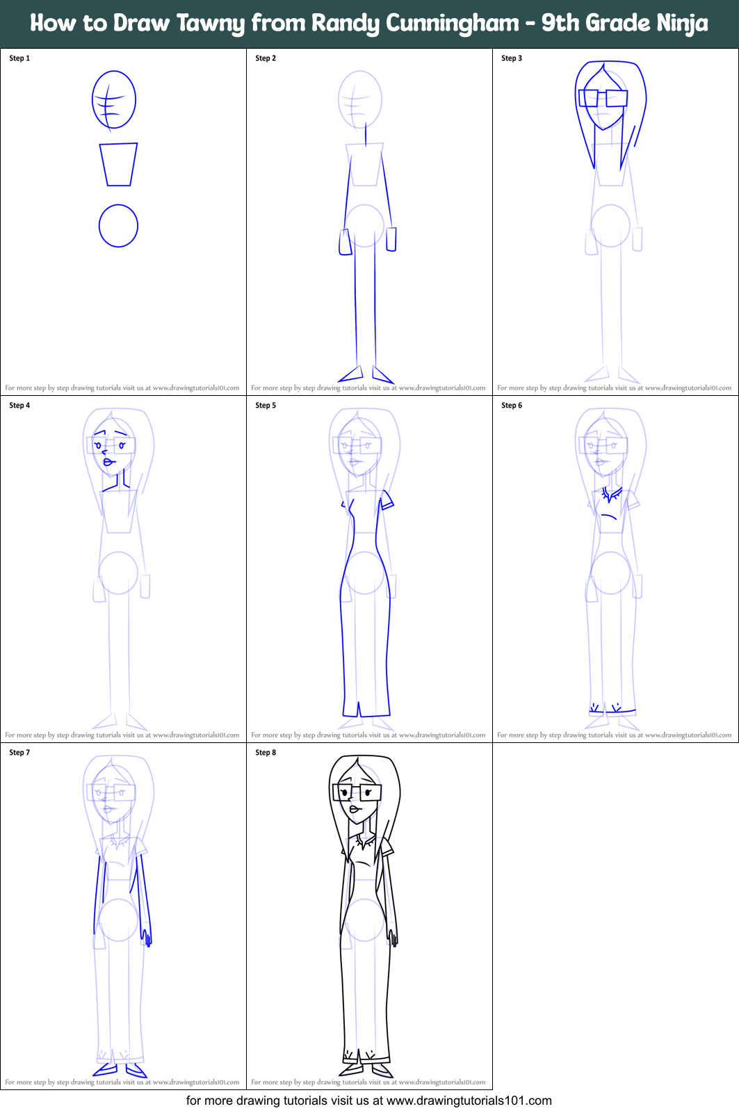 How to Draw Tawny from Randy Cunningham - 9th Grade Ninja Printable Step by Step