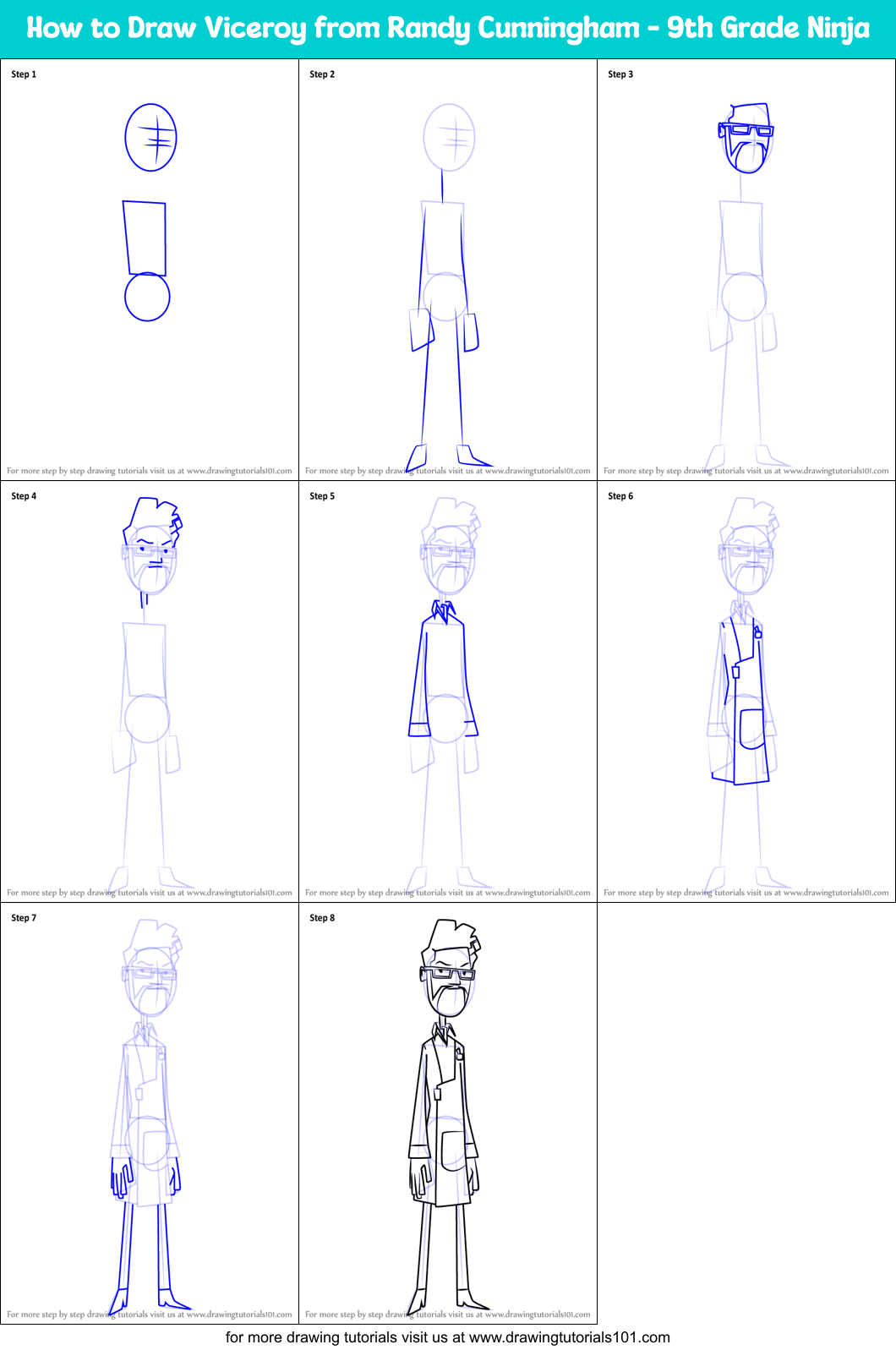 How to Draw Viceroy from Randy Cunningham - 9th Grade Ninja Printable Step by Step