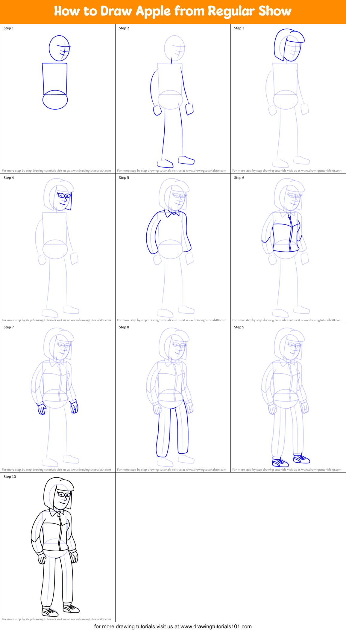 How to Draw Apple from Regular Show Printable Step by Step