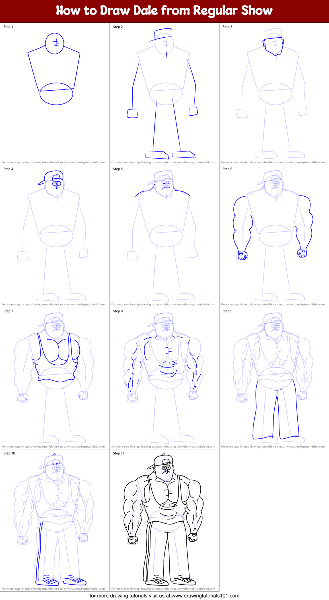 How to Draw Dale from Regular Show Printable Step by Step