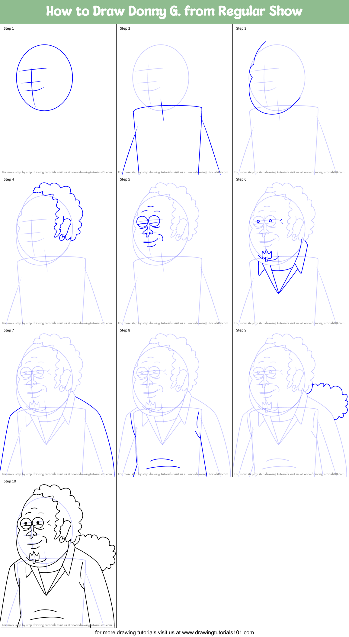 How to Draw Donny G. from Regular Show Printable Step by Step