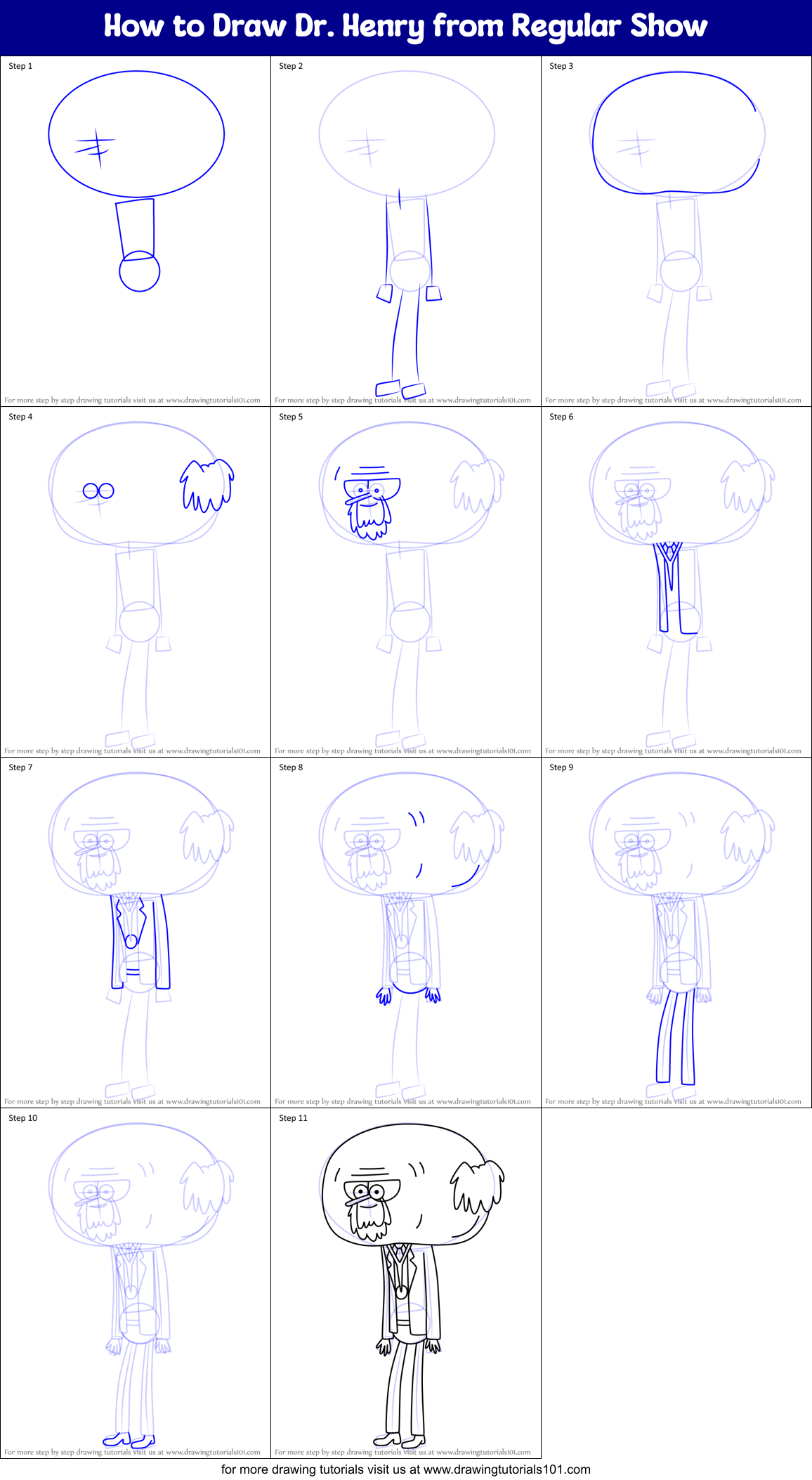How to Draw Dr. Henry from Regular Show Printable Step by Step