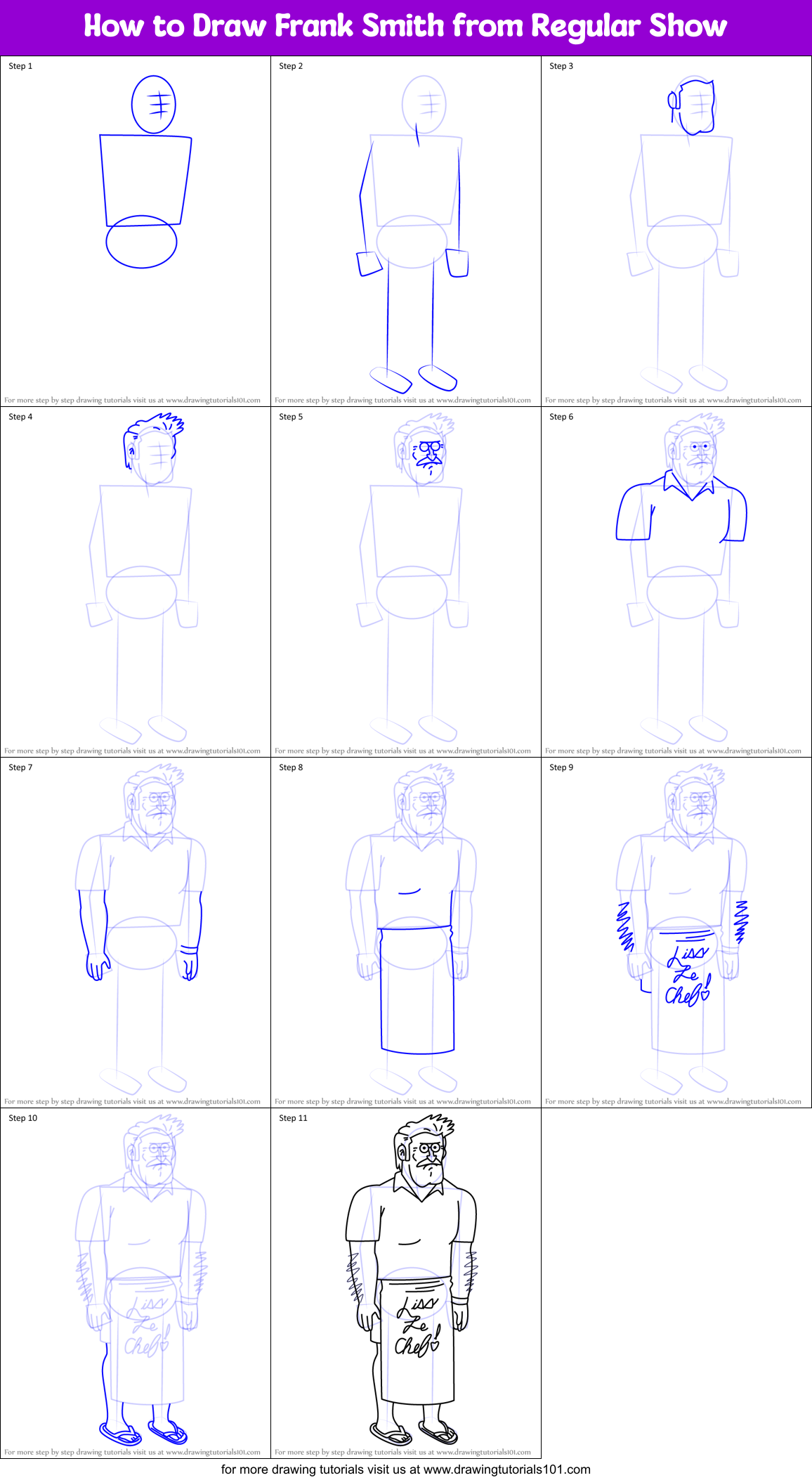 How to Draw Frank Smith from Regular Show Printable Step by Step