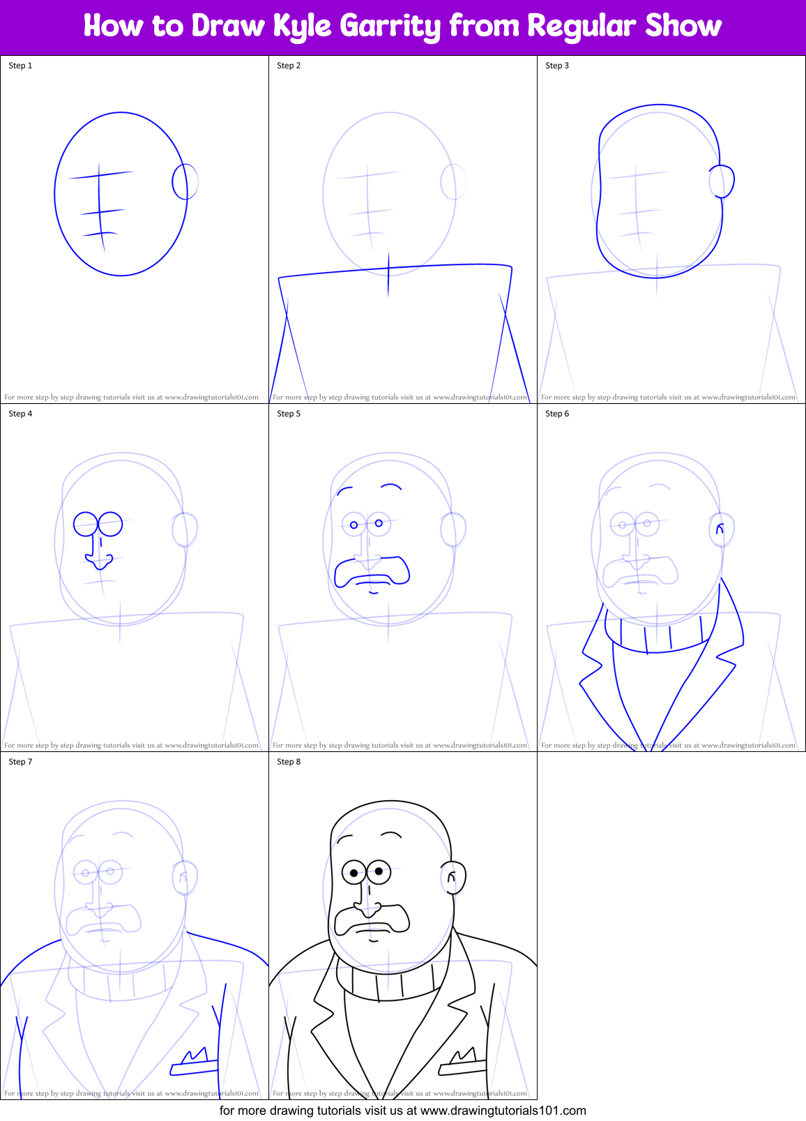 How to Draw Kyle Garrity from Regular Show Printable Step by Step