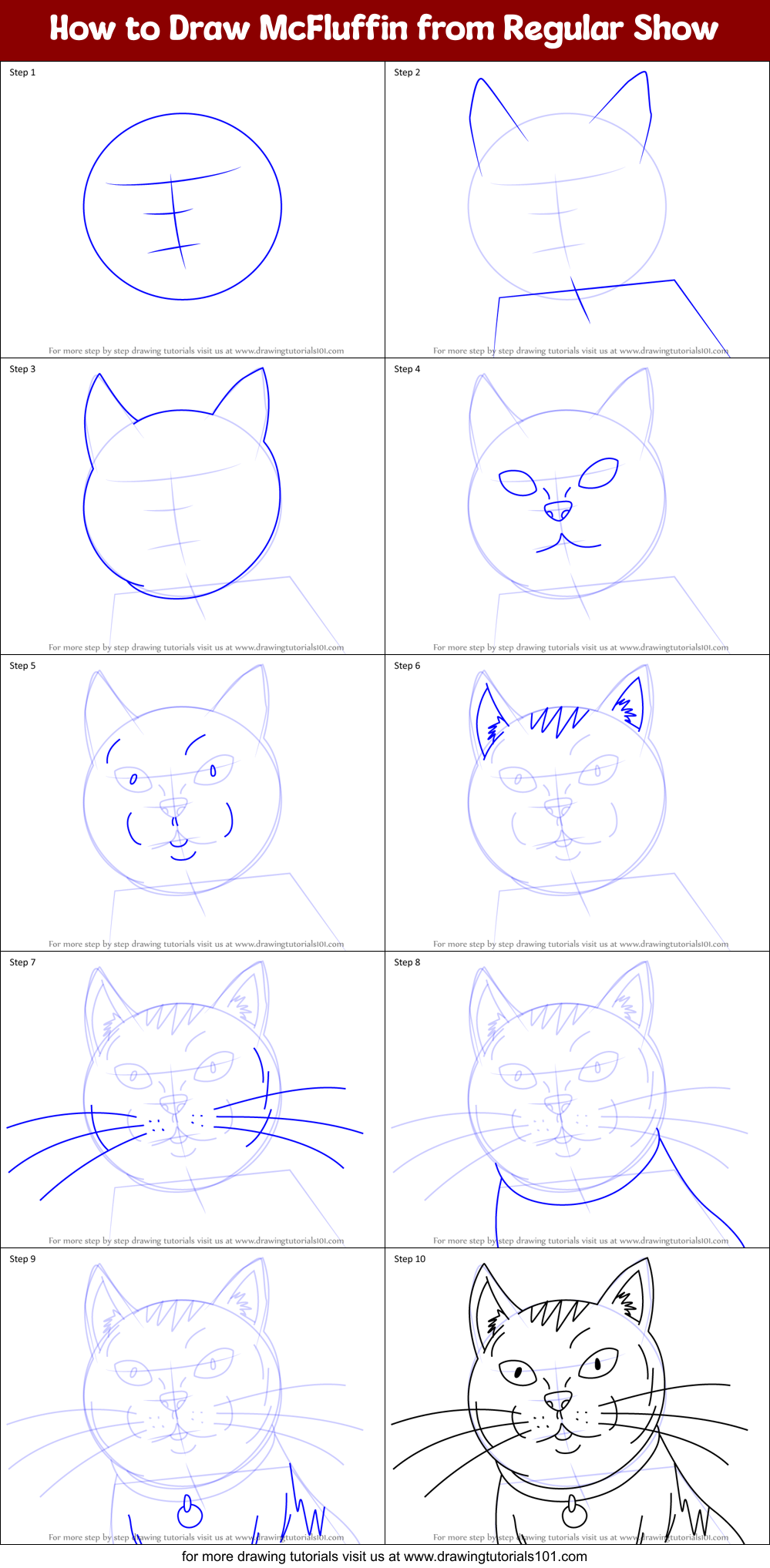 How to Draw McFluffin from Regular Show Printable Step by Step