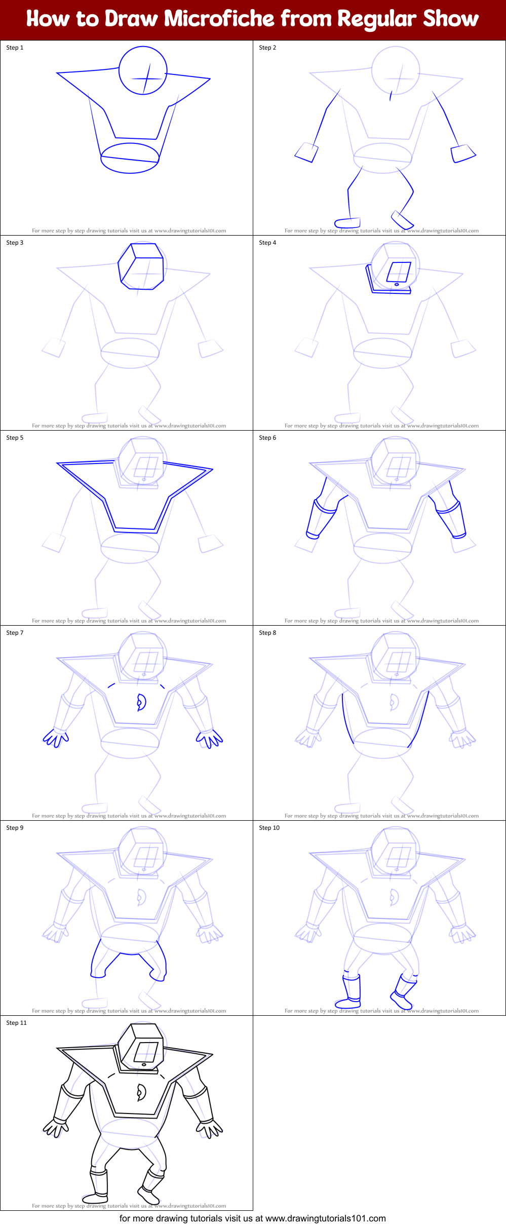 How to Draw Microfiche from Regular Show Printable Step by Step