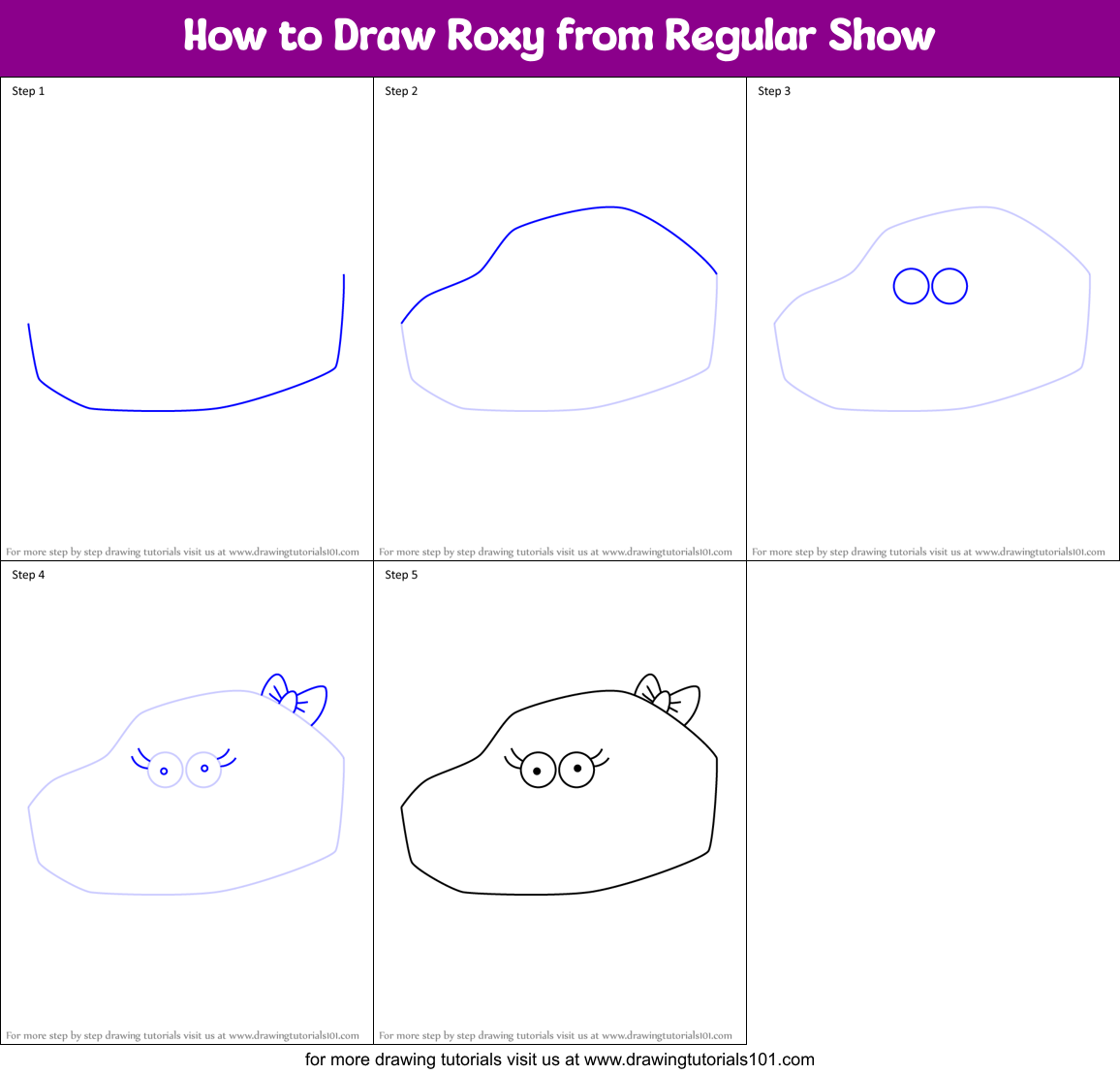 How to Draw Roxy from Regular Show Printable Step by Step