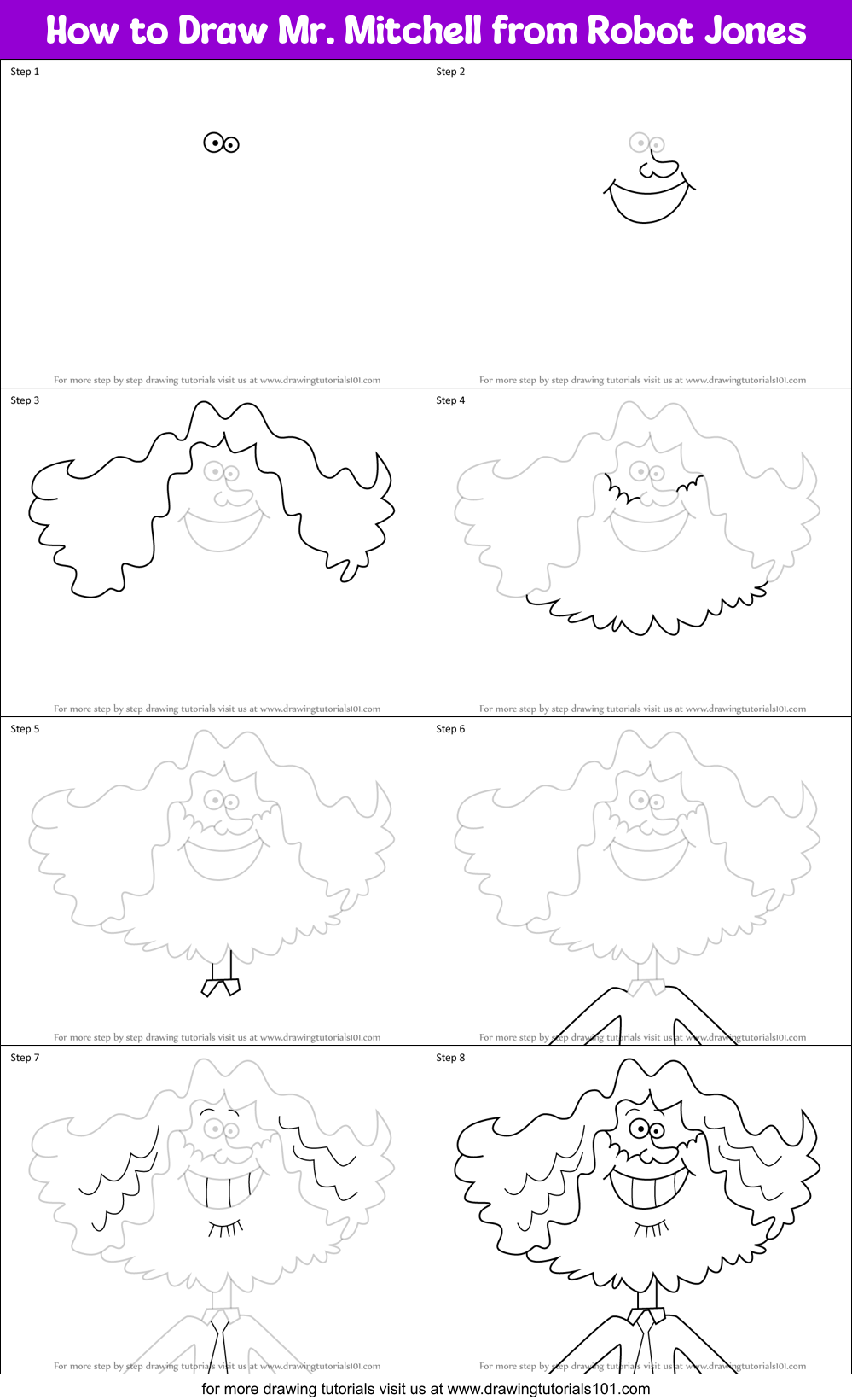 How to Draw Mr. Mitchell from Robot Jones Printable Step by Step