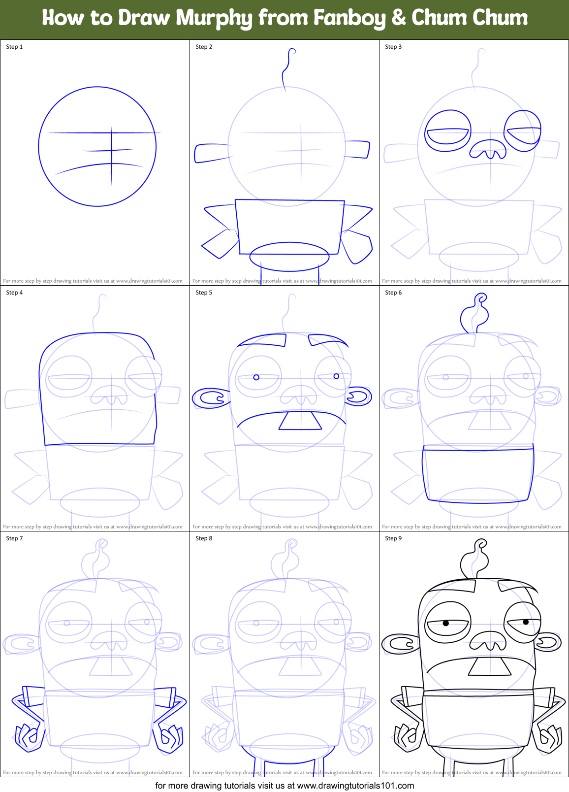 How to Draw Murphy from Fanboy & Chum Chum Printable Step by Step