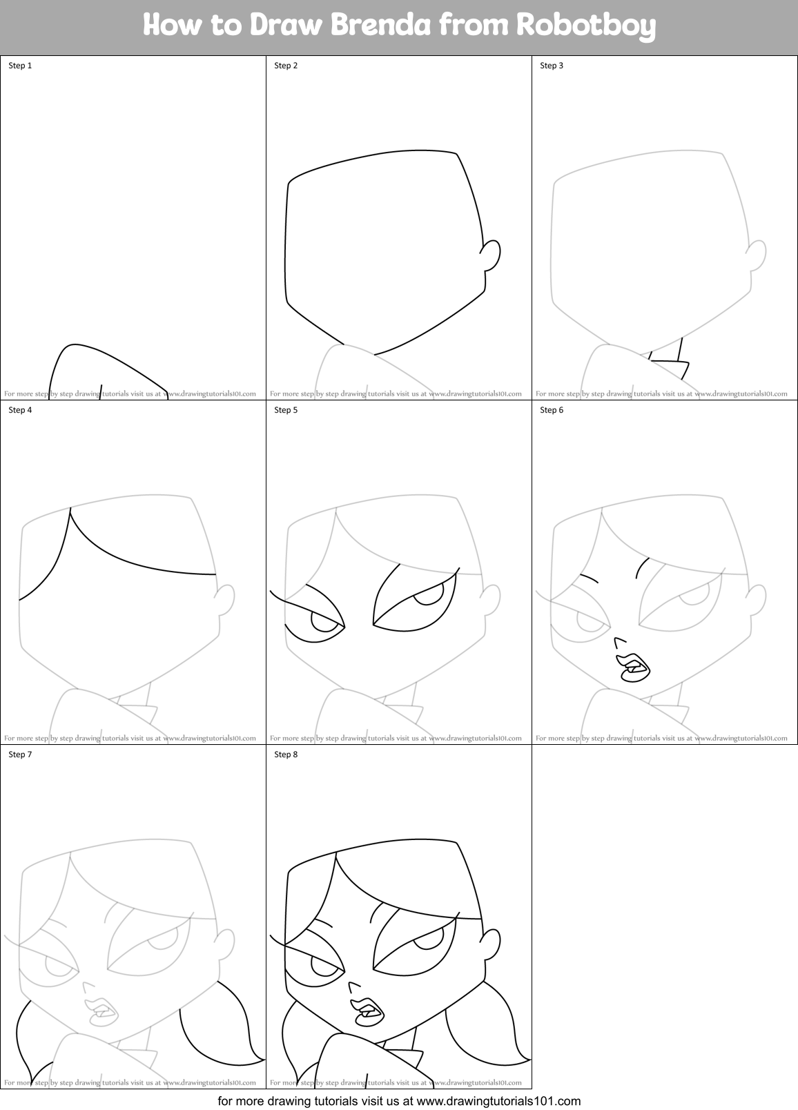 How to Draw Brenda from Robotboy Printable Step by Step