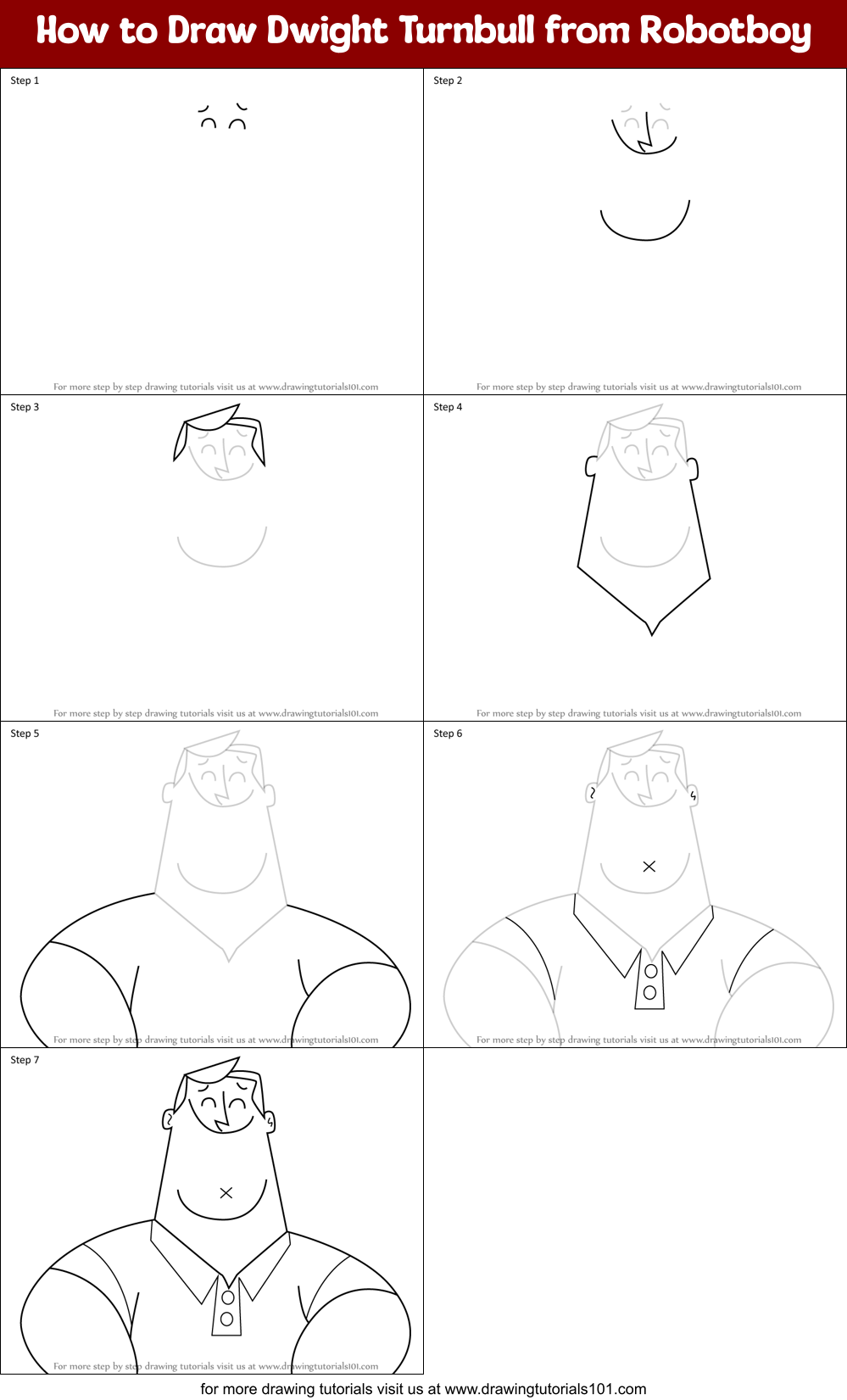 How to Draw Dwight Turnbull from Robotboy Printable Step by Step