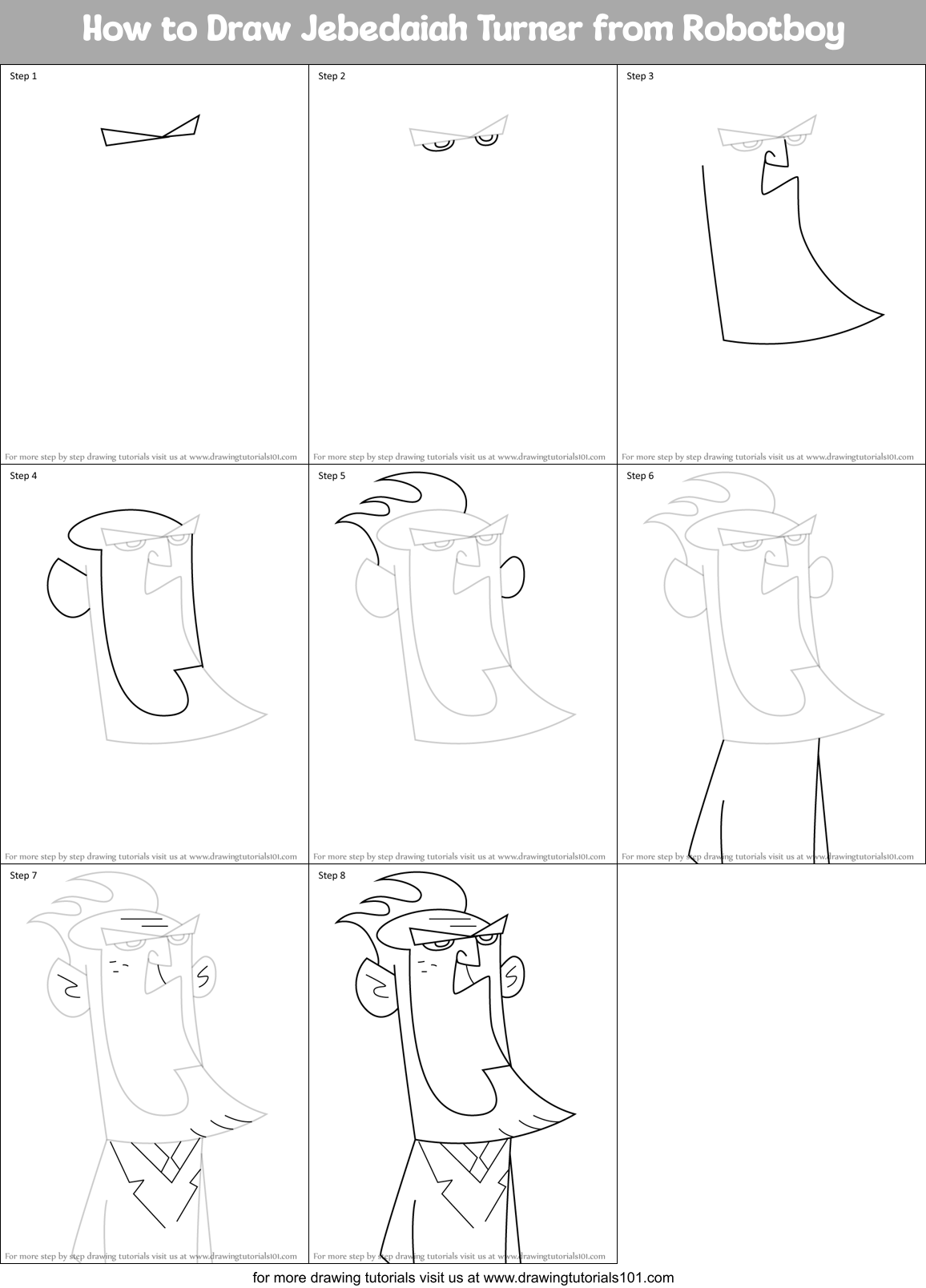 How to Draw Jebedaiah Turner from Robotboy Printable Step by Step