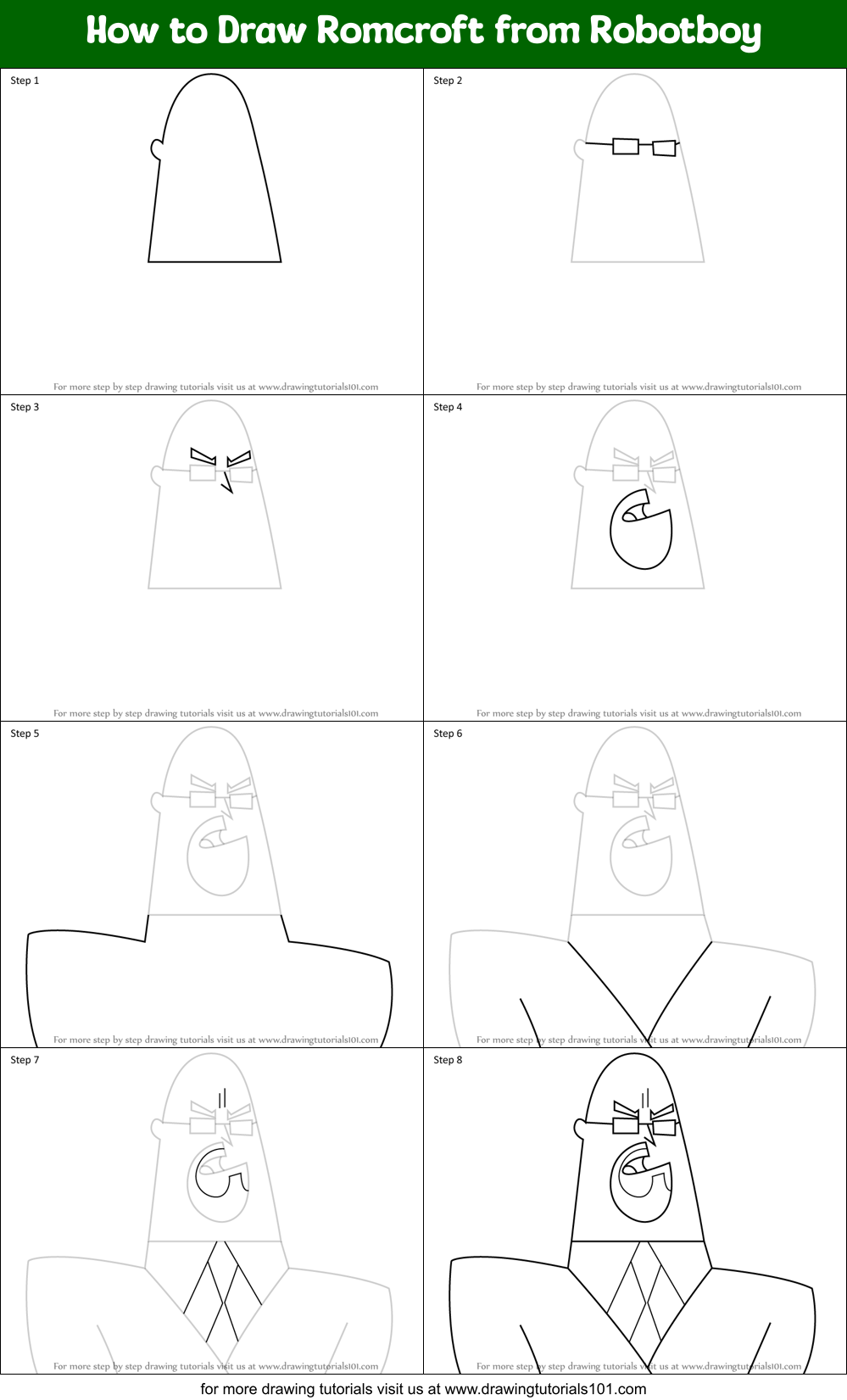 How to Draw Romcroft from Robotboy Printable Step by Step