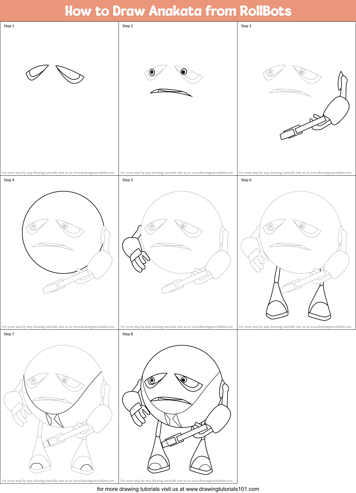 How to Draw Anakata from RollBots Printable Step by Step