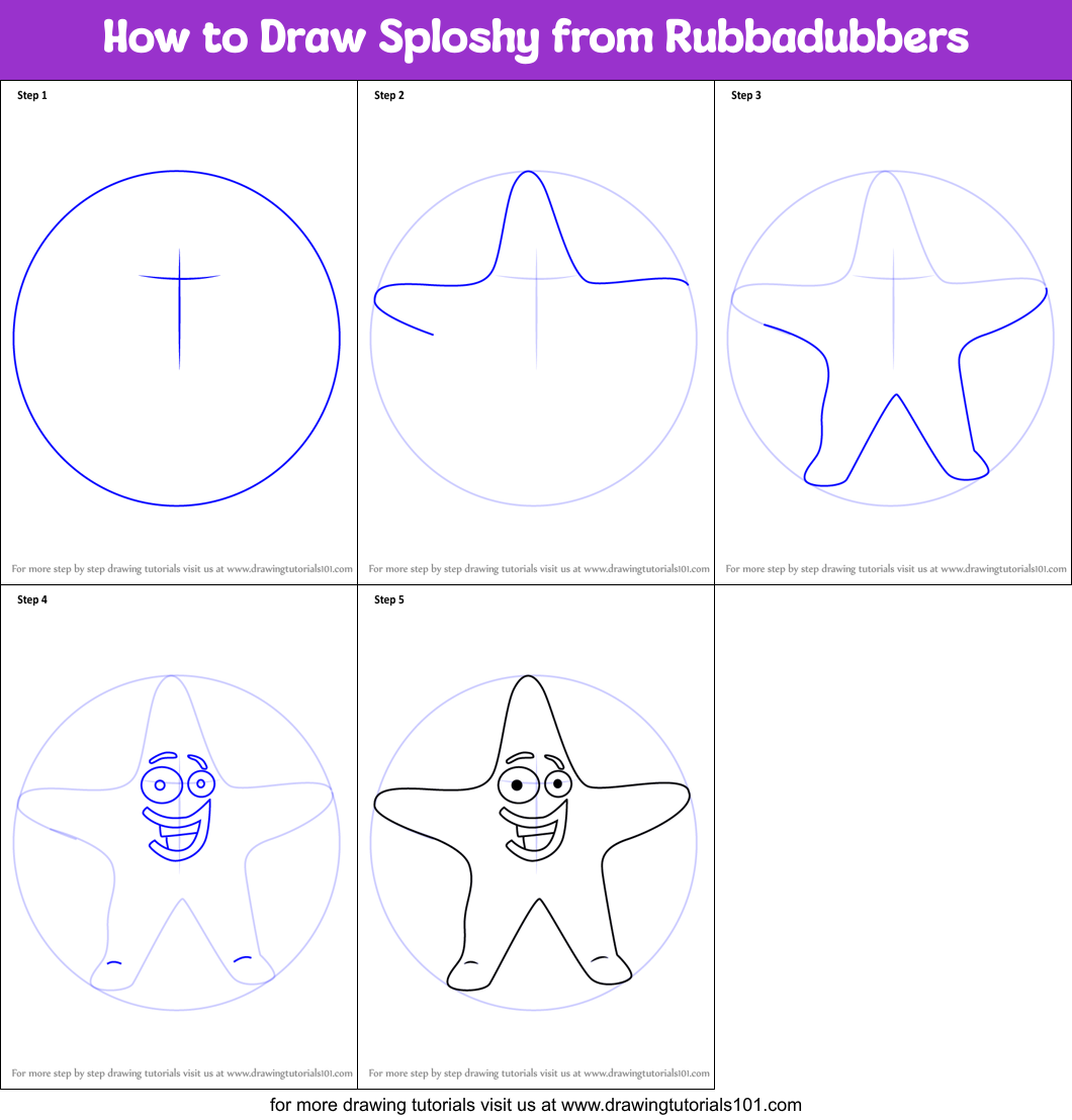 How to Draw Sploshy from Rubbadubbers Printable Step by Step