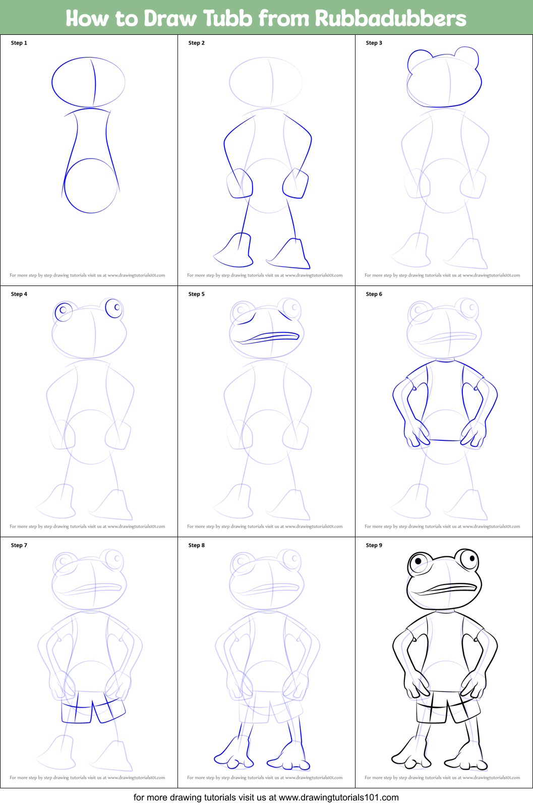 How to Draw Tubb from Rubbadubbers Printable Step by Step