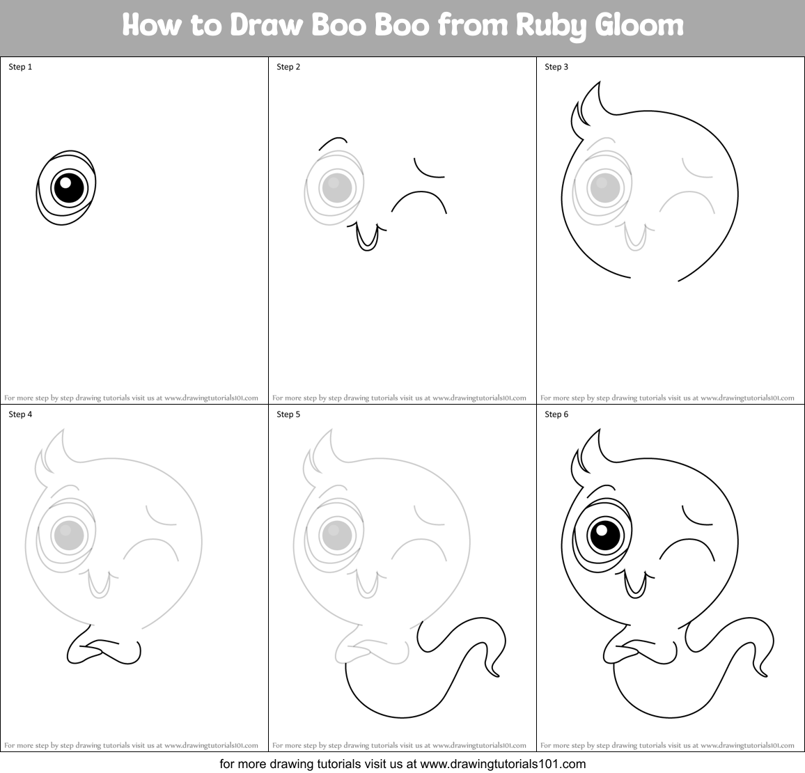 How to Draw Boo Boo from Ruby Gloom Printable Step by Step