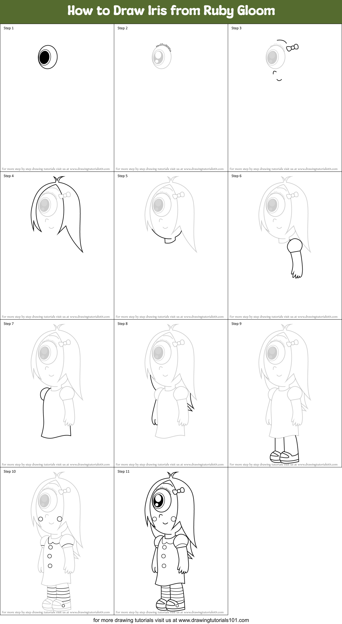 How to Draw Iris from Ruby Gloom Printable Step by Step