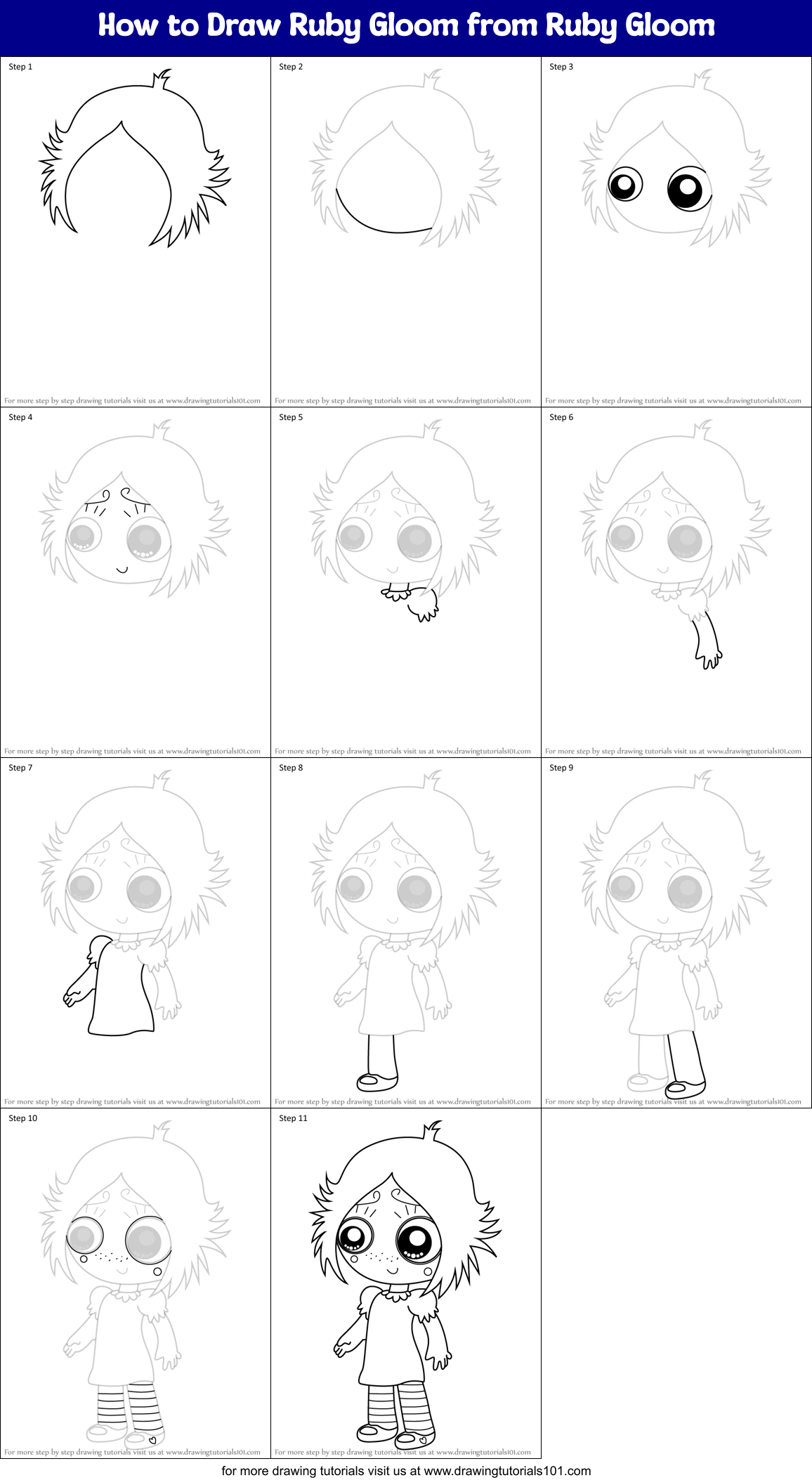 How to Draw Ruby Gloom from Ruby Gloom Printable Step by Step