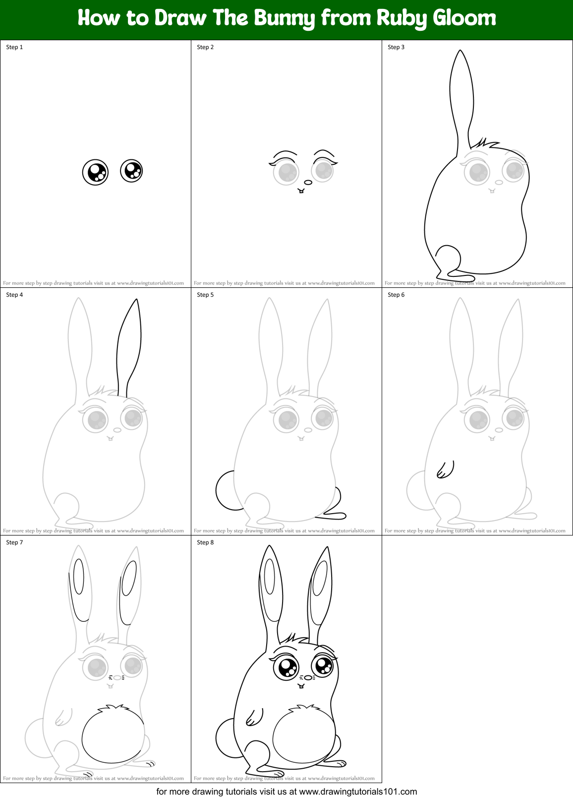 How to Draw The Bunny from Ruby Gloom Printable Step by Step