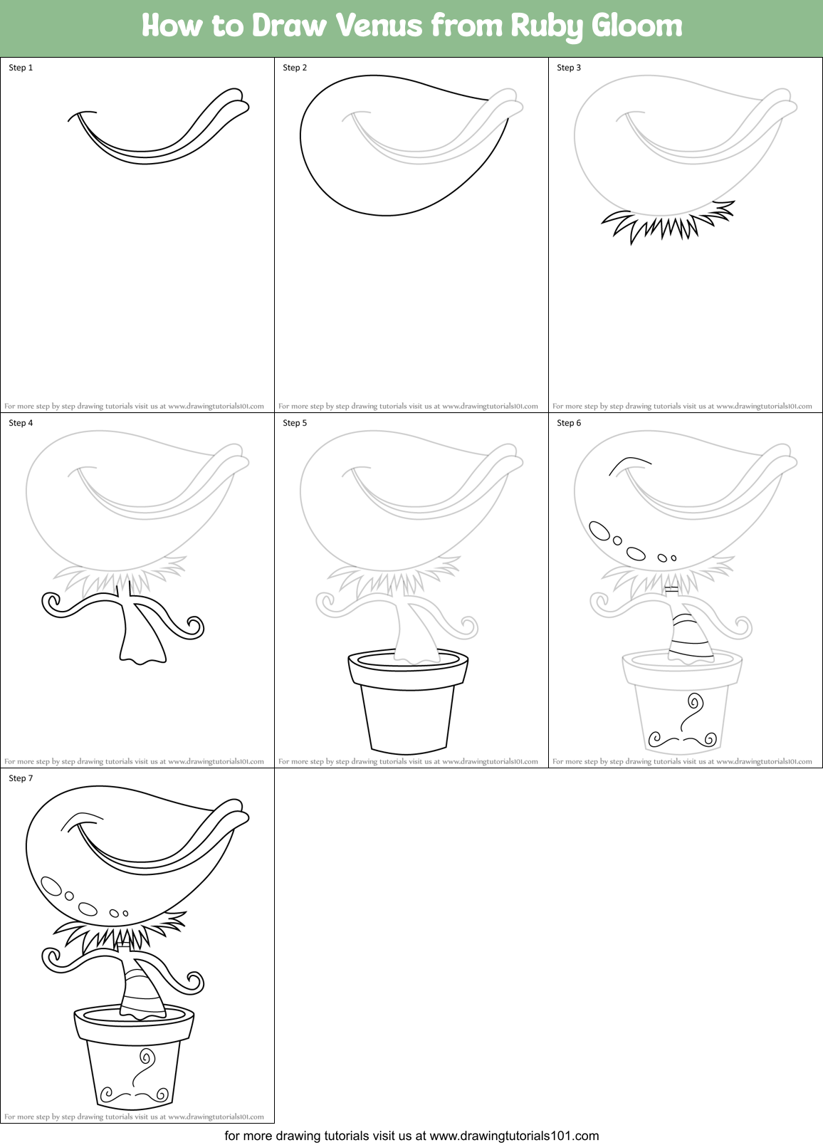 How to Draw Venus from Ruby Gloom Printable Step by Step