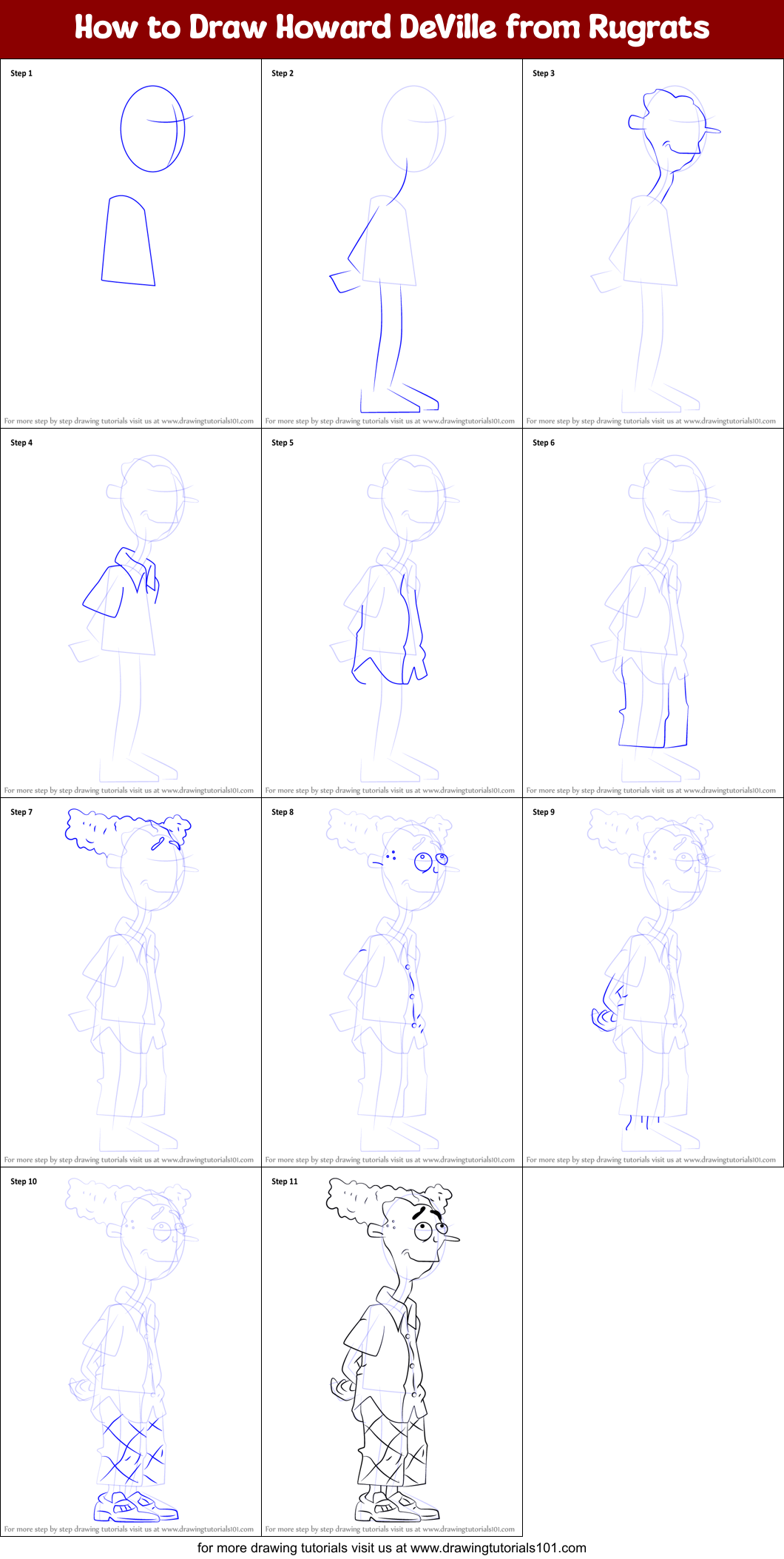How to Draw Howard DeVille from Rugrats Printable Step by Step