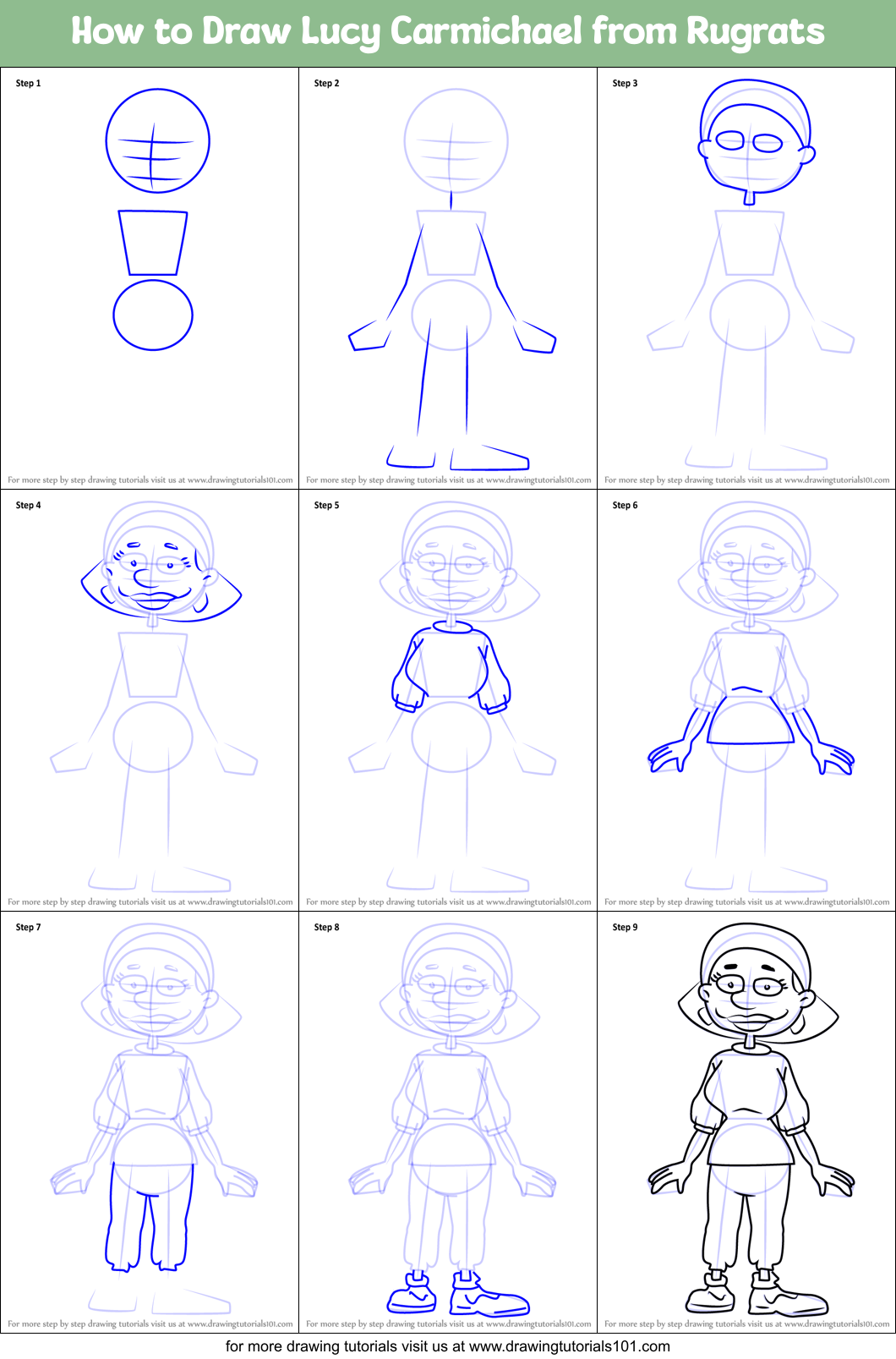 How to Draw Lucy Carmichael from Rugrats Printable Step by Step