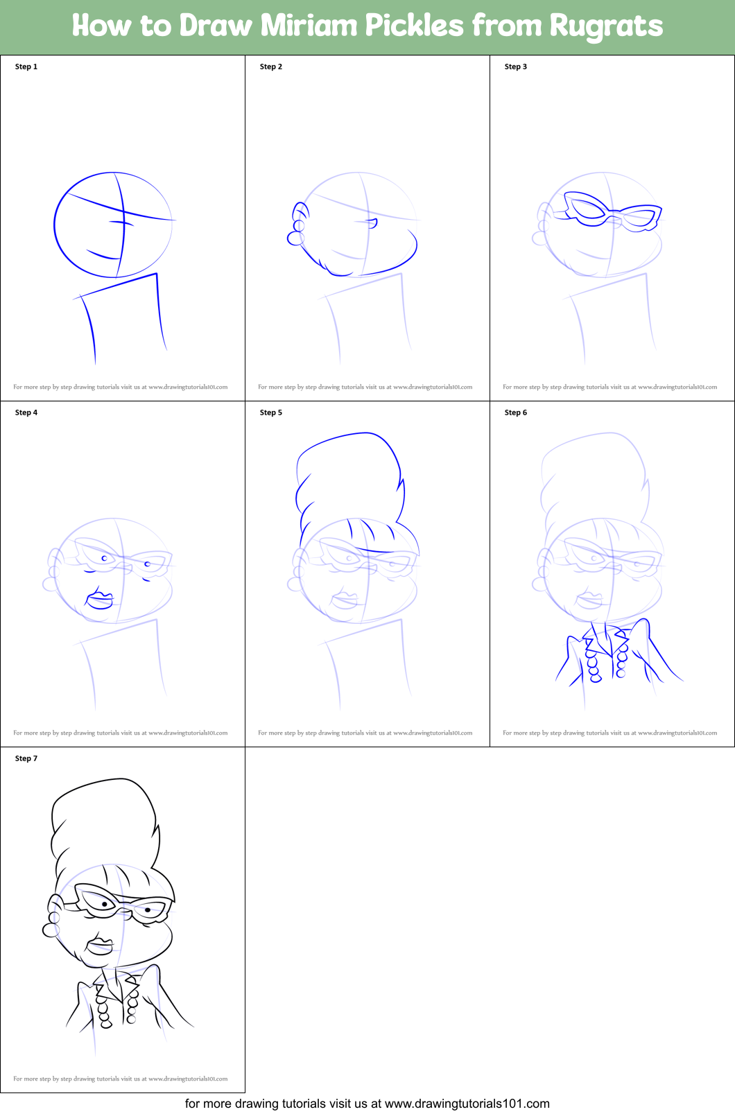 How to Draw Miriam Pickles from Rugrats Printable Step by Step