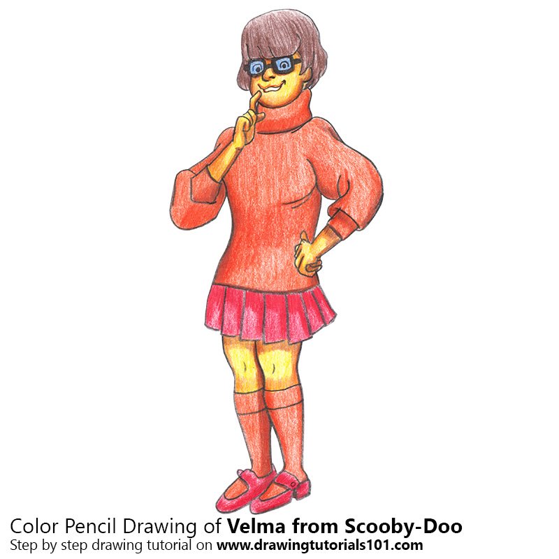 How to Draw Velma from Scooby-Doo by Color Pencils