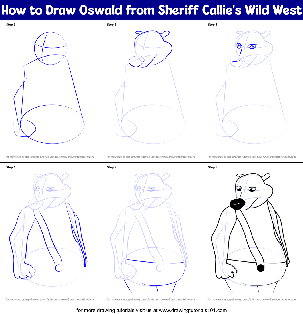 How to Draw Oswald from Sheriff Callie's Wild West Printable Step by Step