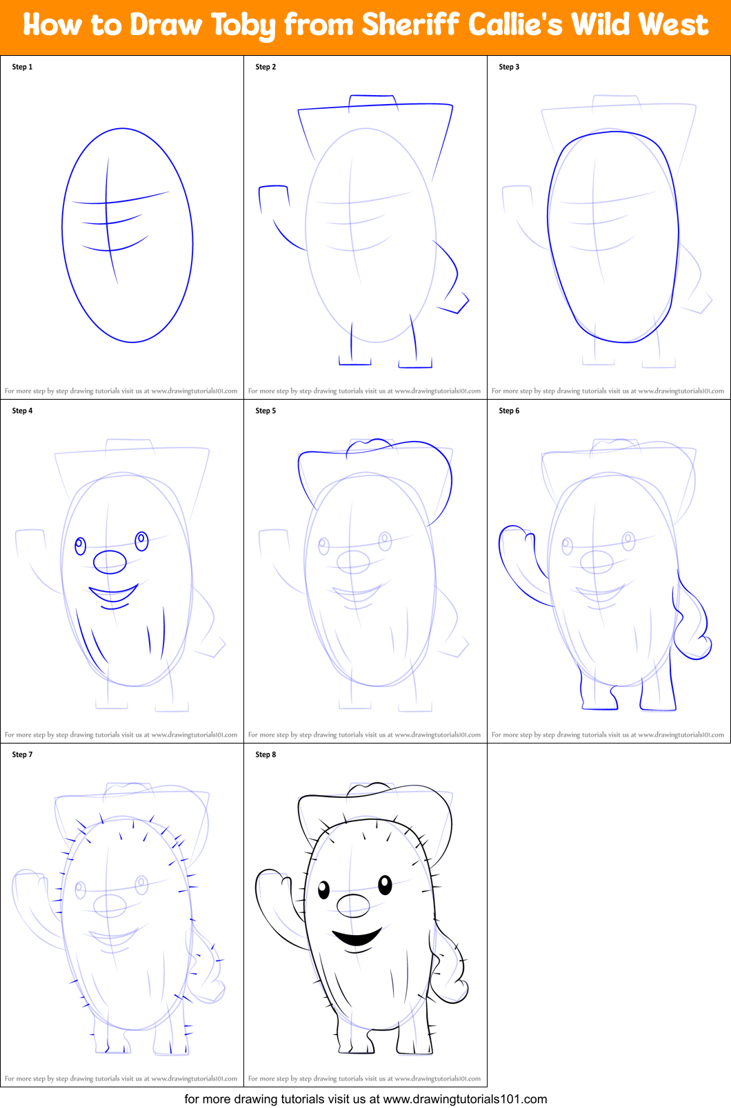 How to Draw Toby from Sheriff Callie's Wild West Printable Step by Step