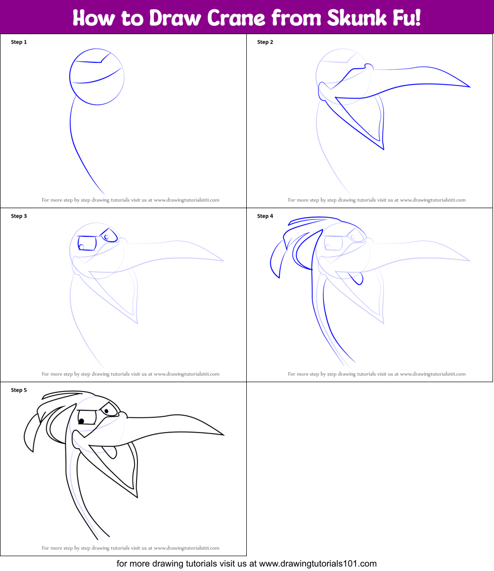 How to Draw Crane from Skunk Fu! Printable Step by Step