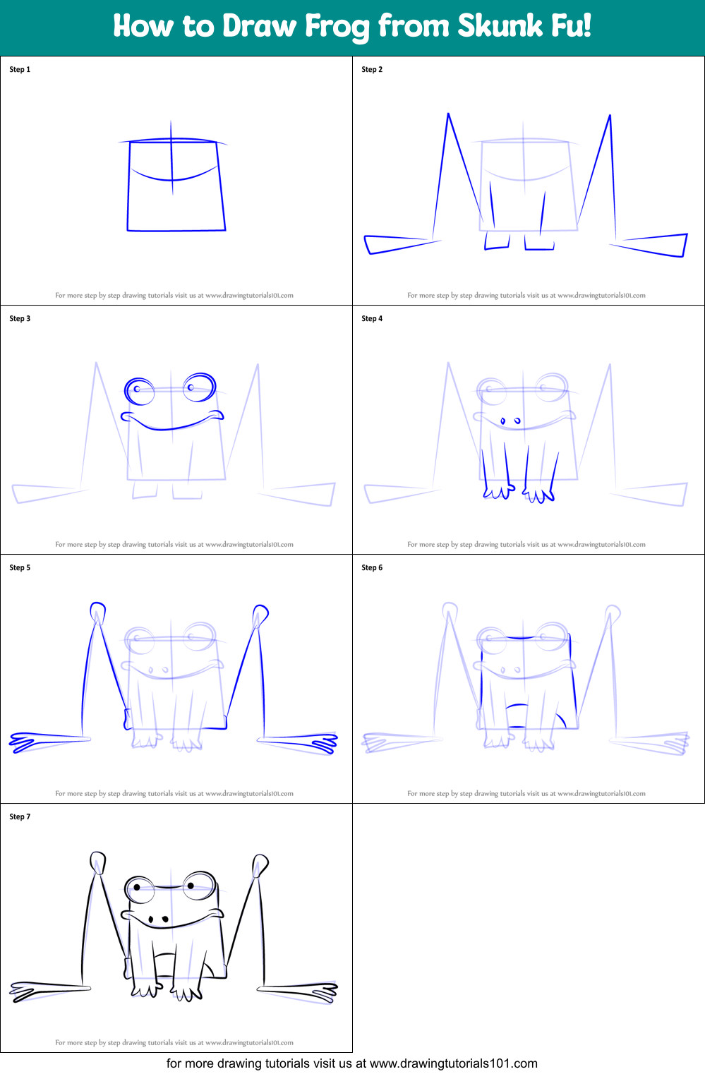How to Draw Frog from Skunk Fu! Printable Step by Step