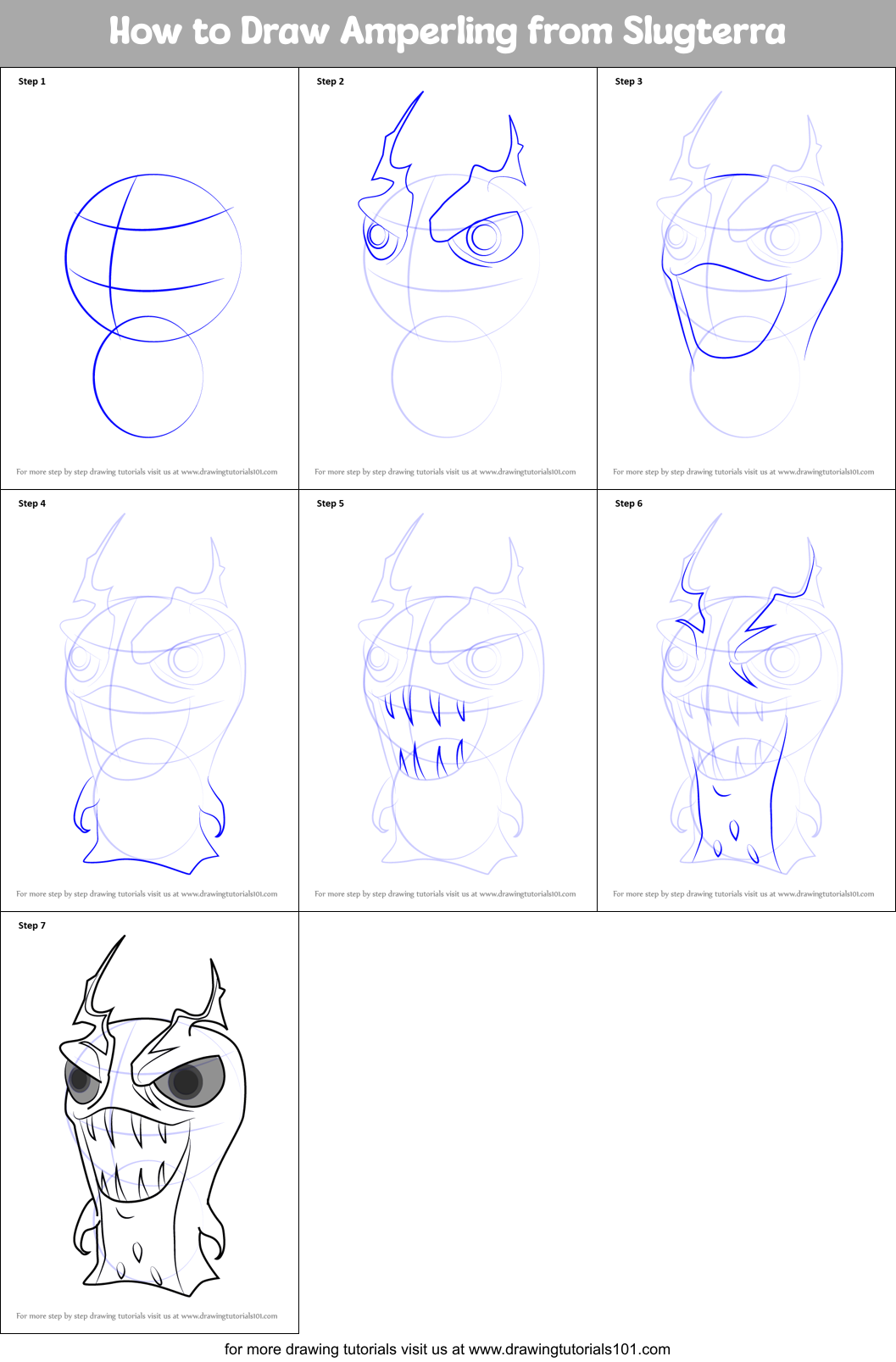 How to Draw Amperling from Slugterra Printable Step by Step