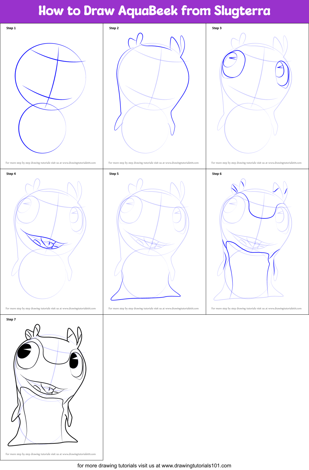 How to Draw AquaBeek from Slugterra Printable Step by Step