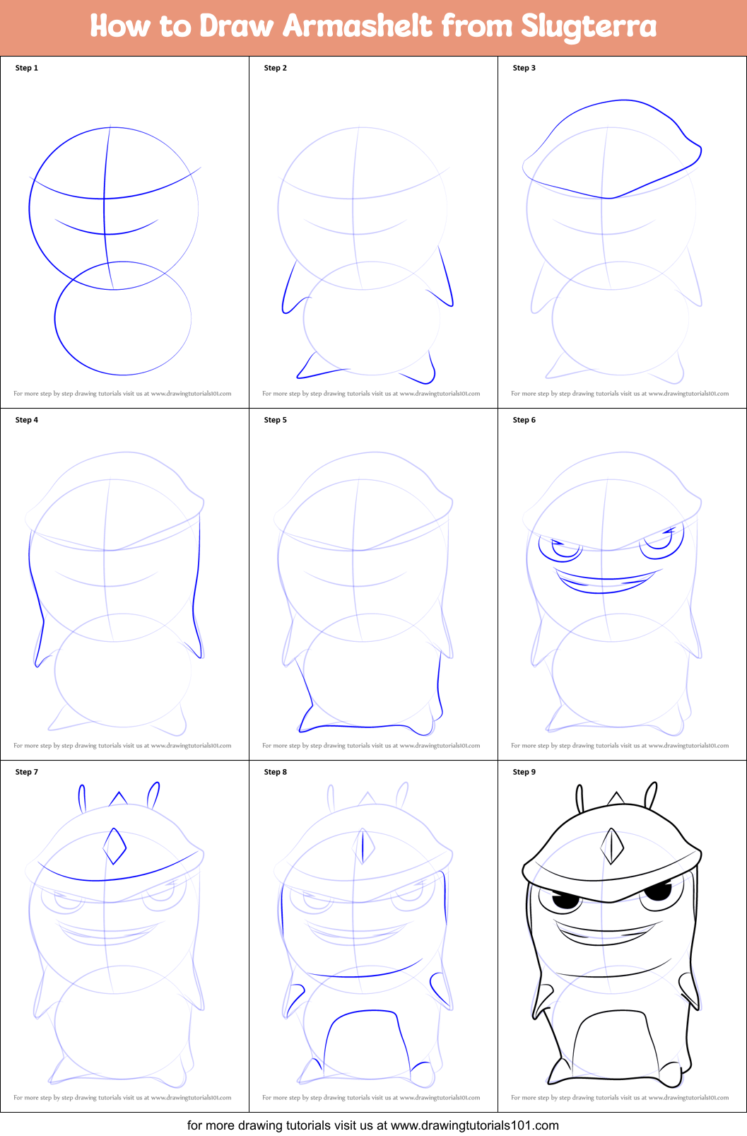 How to Draw Armashelt from Slugterra Printable Step by Step